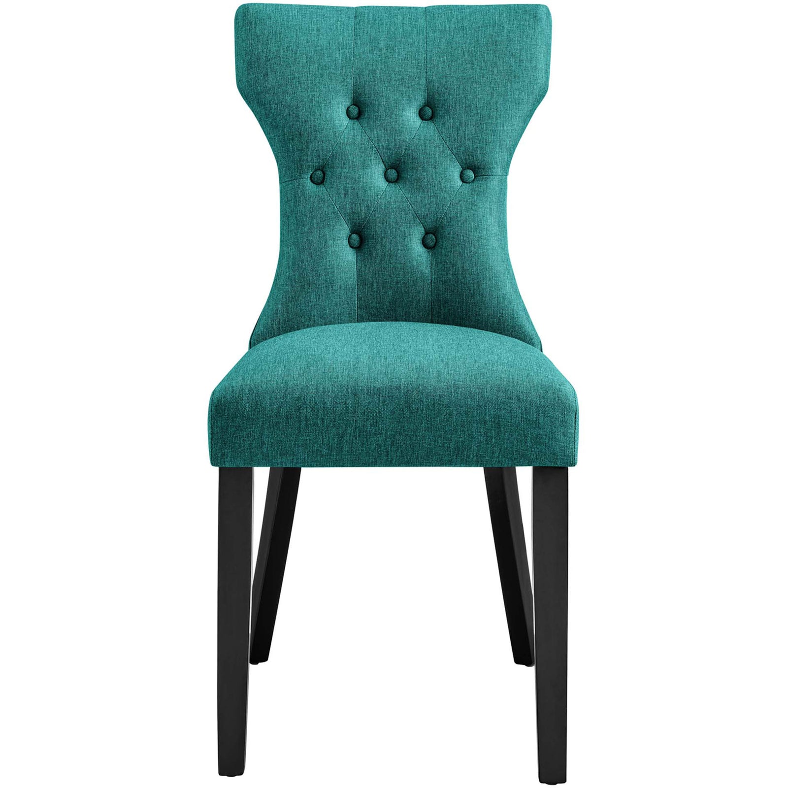 Teal button-tufted dining chair with supportive high back and plush padded seat || EEI-1380-TEA || front_studio