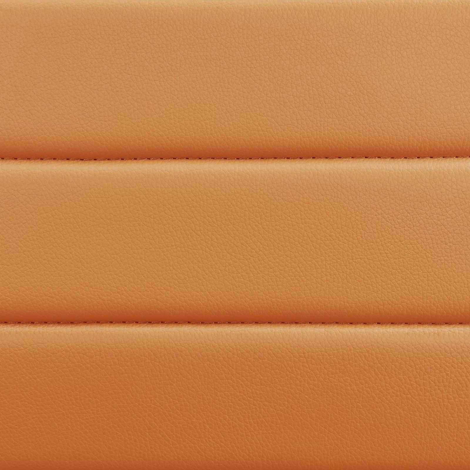Soft tan faux leather upholstery with fine grain texture and tailored horizontal channel stitching || EEI-1525-TAN || swatch_studio