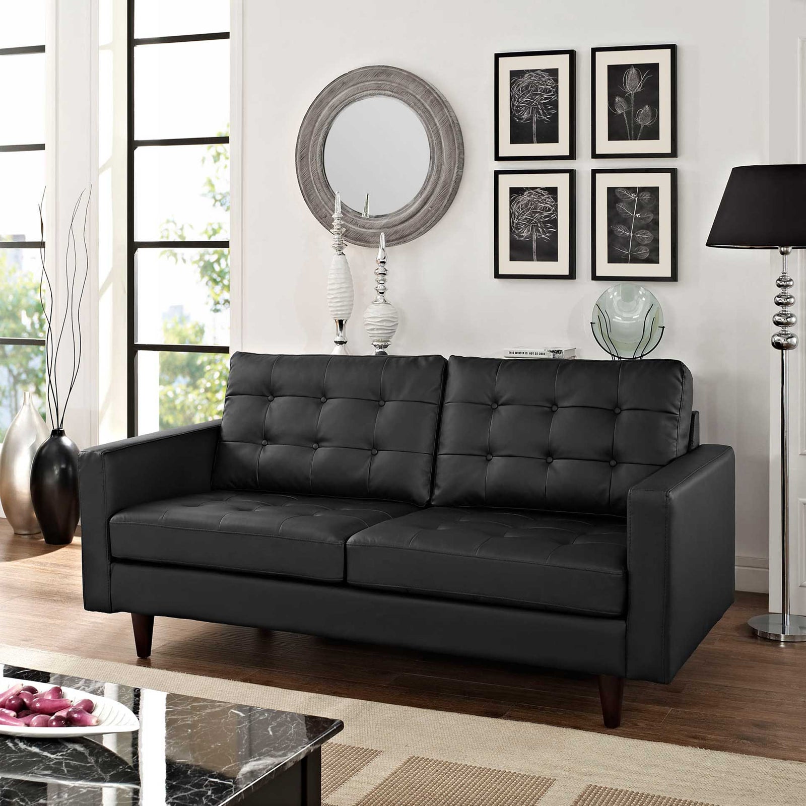 Era Leather Loveseat Black