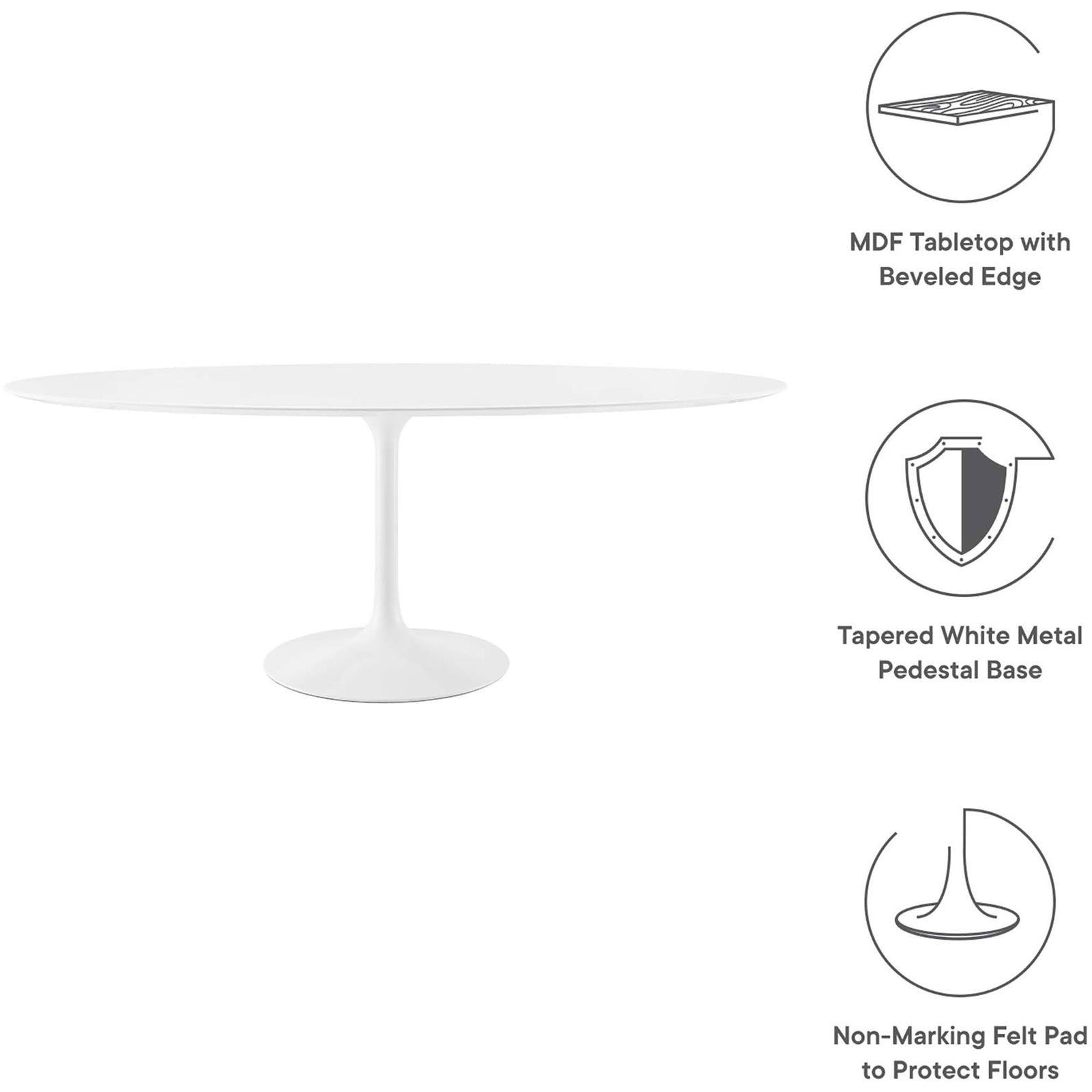 Lipton Oval Dining Table White