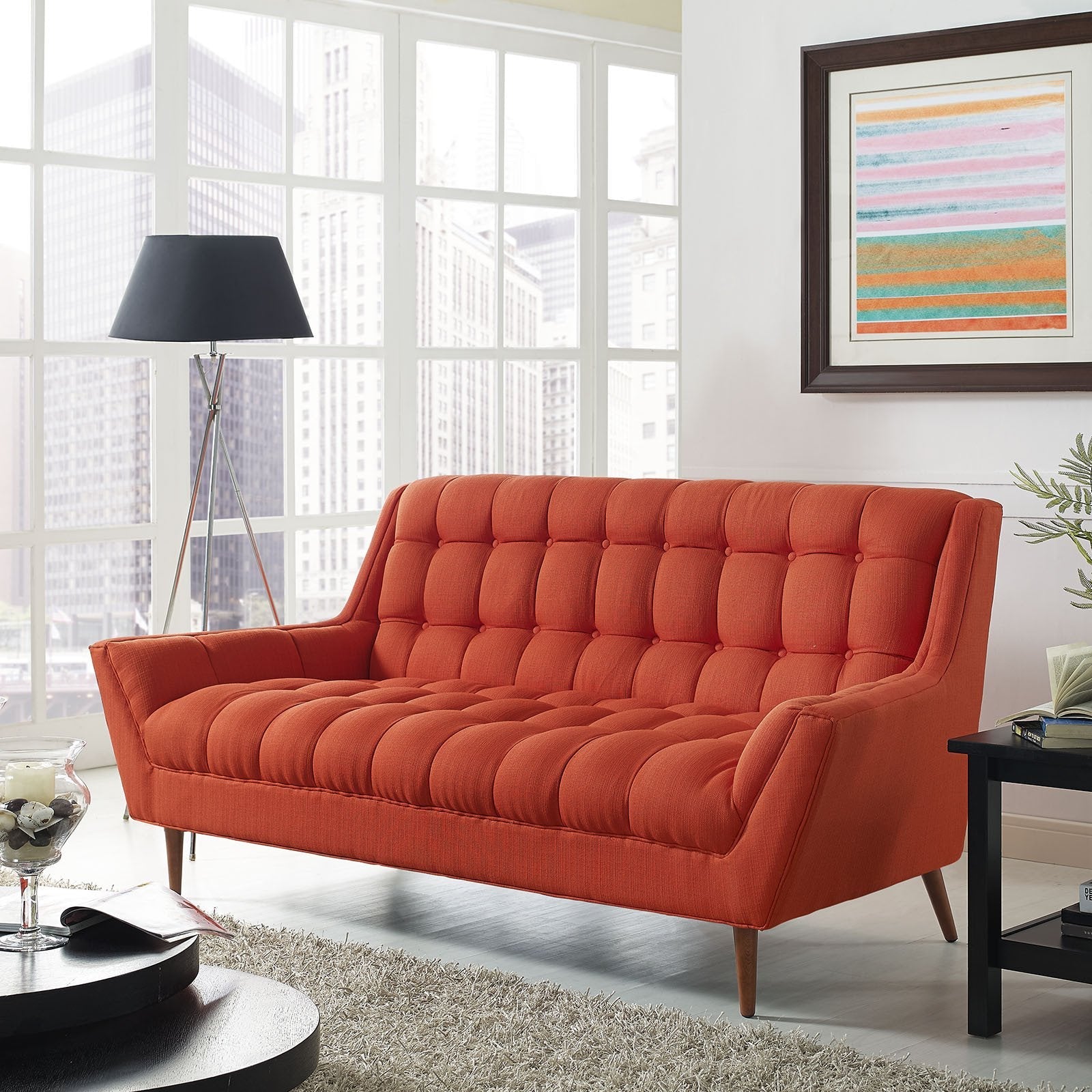 Reborn Fabric Loveseat Atomic Red
