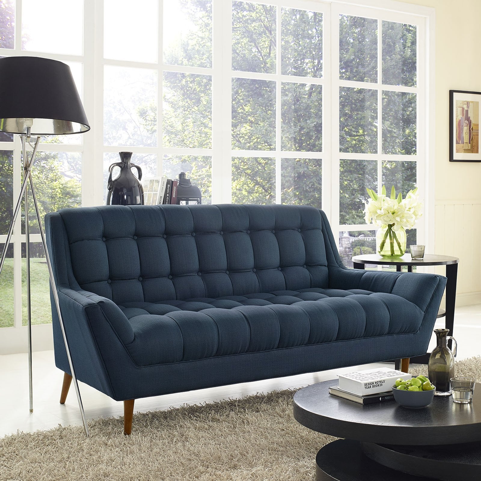 Reborn Fabric Loveseat Azure
