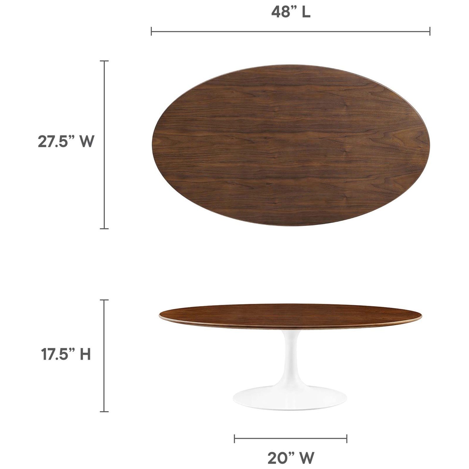 Lipton Oval Wood Coffee Table Walnut/White