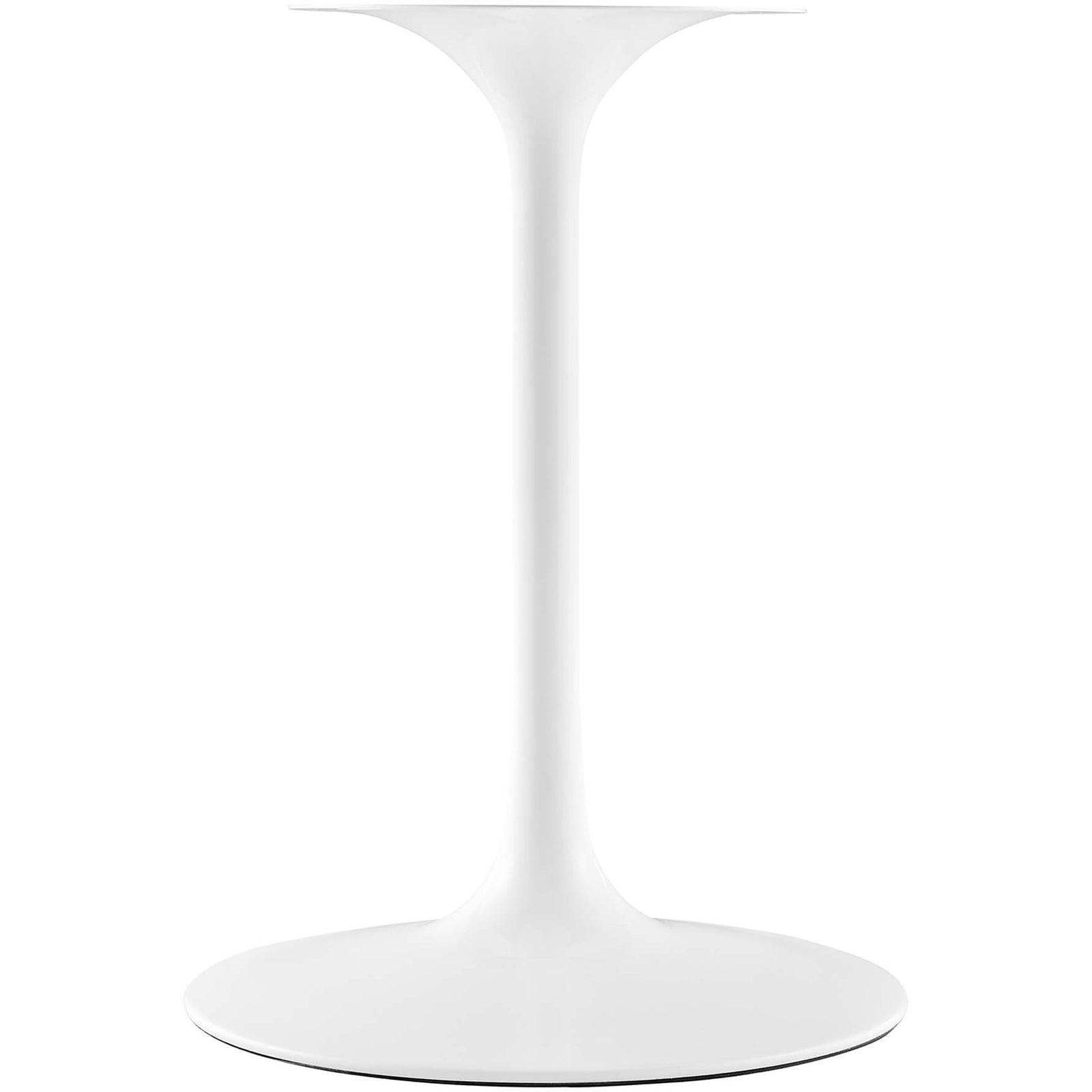 Tapered white metal pedestal base with wide round foot adds stable, minimalist support || EEI-2021-WHI || leg_studio