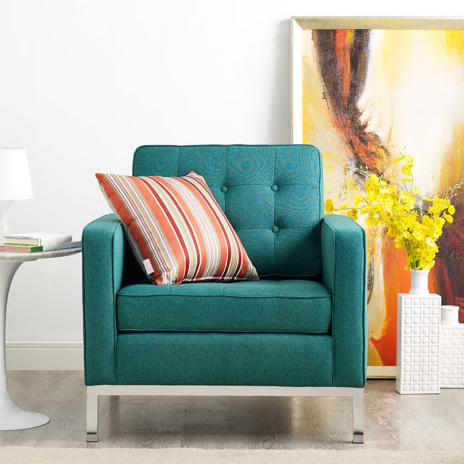 Lofton Upholstered Fabric Armchair Teal