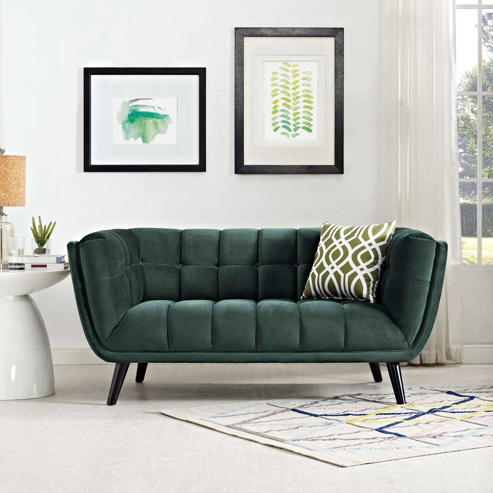 Banister Velvet Loveseat Green