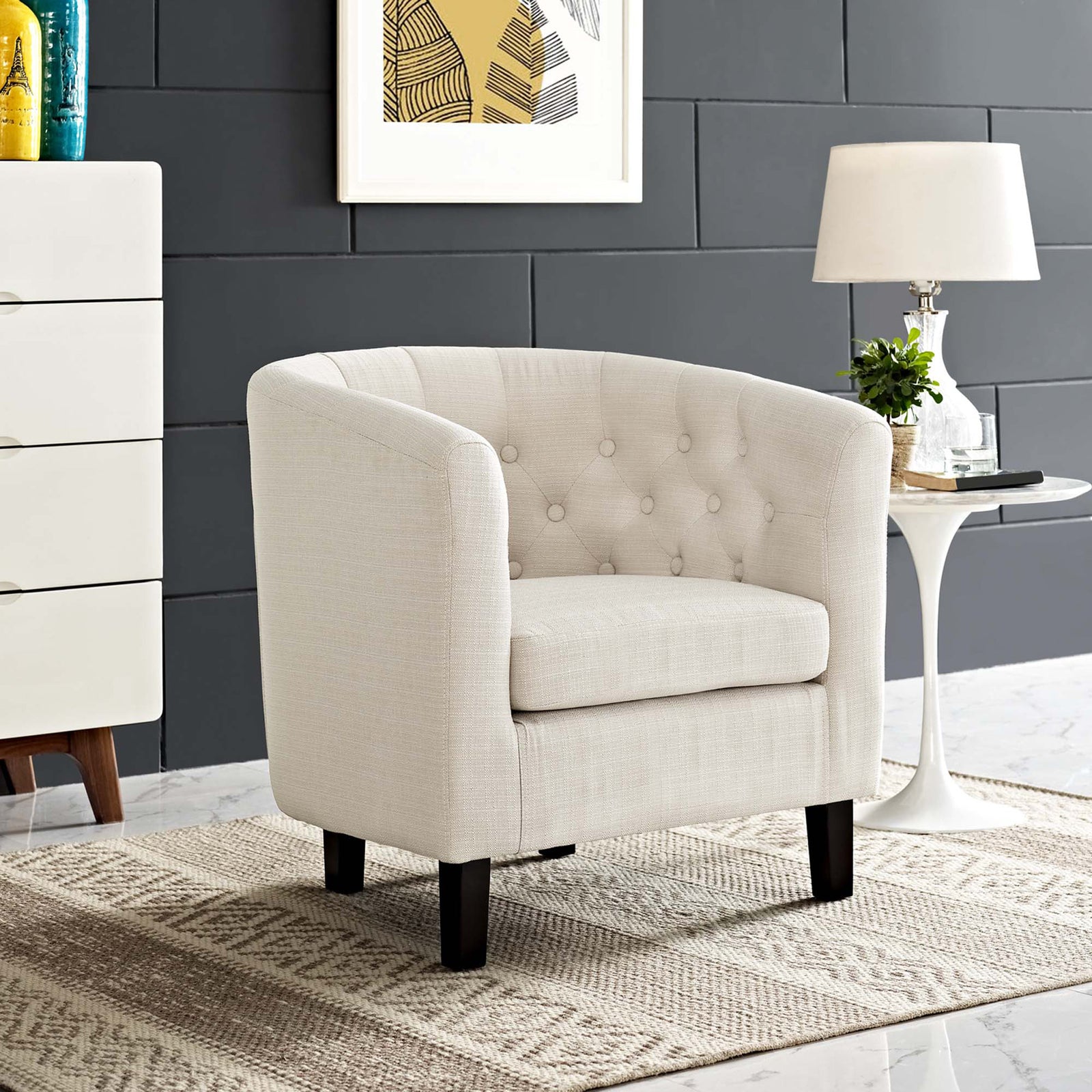 Prosser Upholstered Fabric Armchair Beige