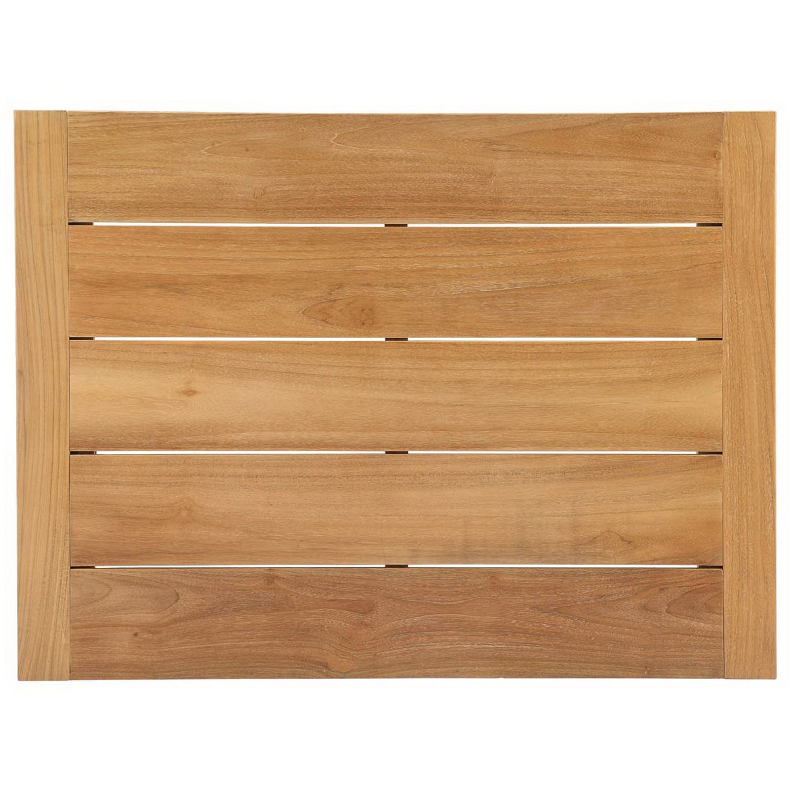 Wide natural teak tabletop with evenly spaced slats showcasing warm grain and weather-ready craftsmanship || EEI-2710-NAT || top_studio