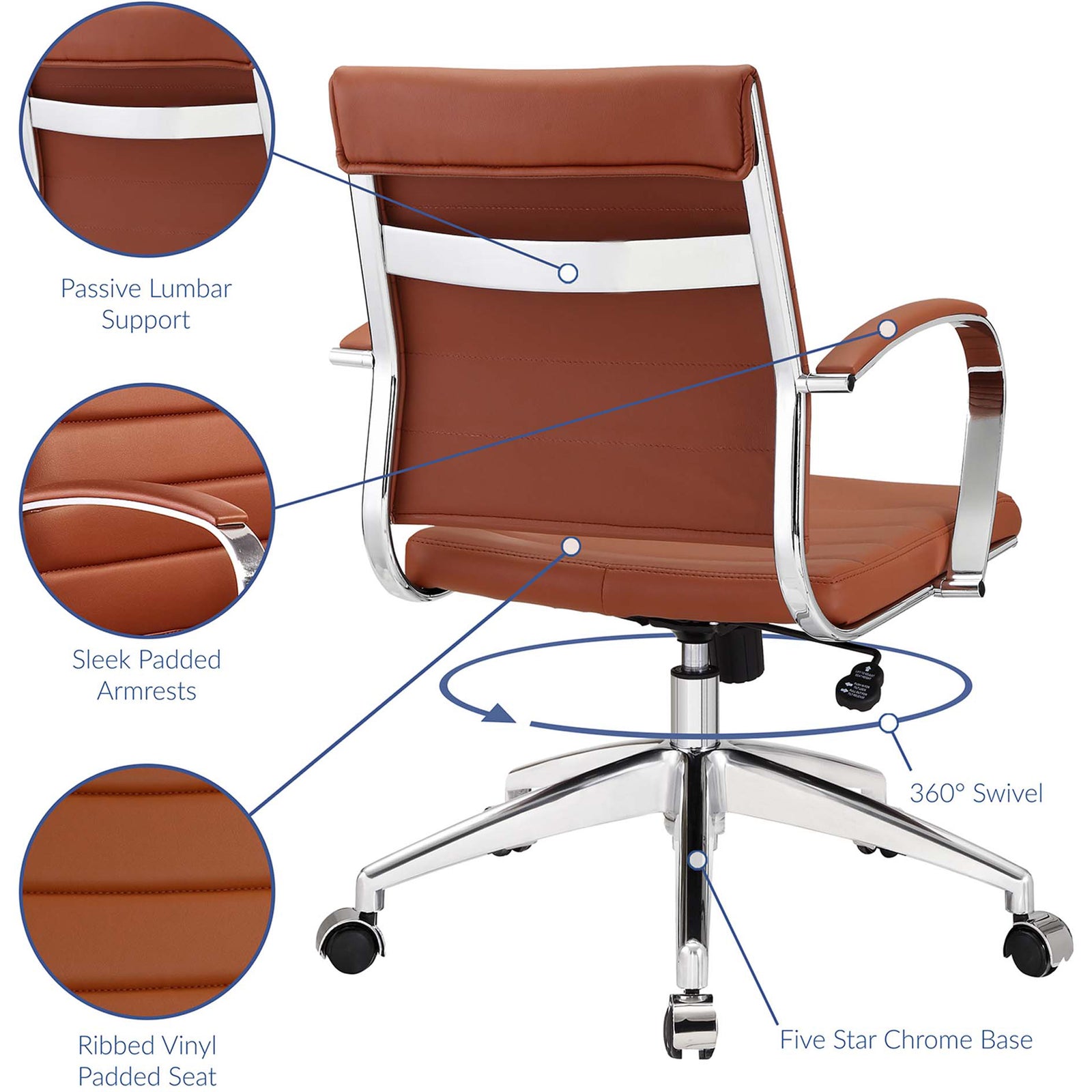 Jiverton Mid Back Office Chair Terracotta
