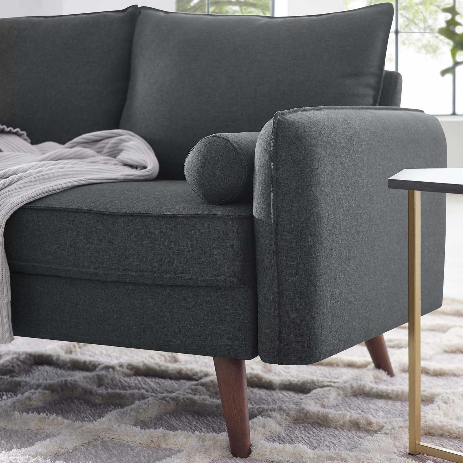 Raylee Upholstered Fabric Loveseat Gray