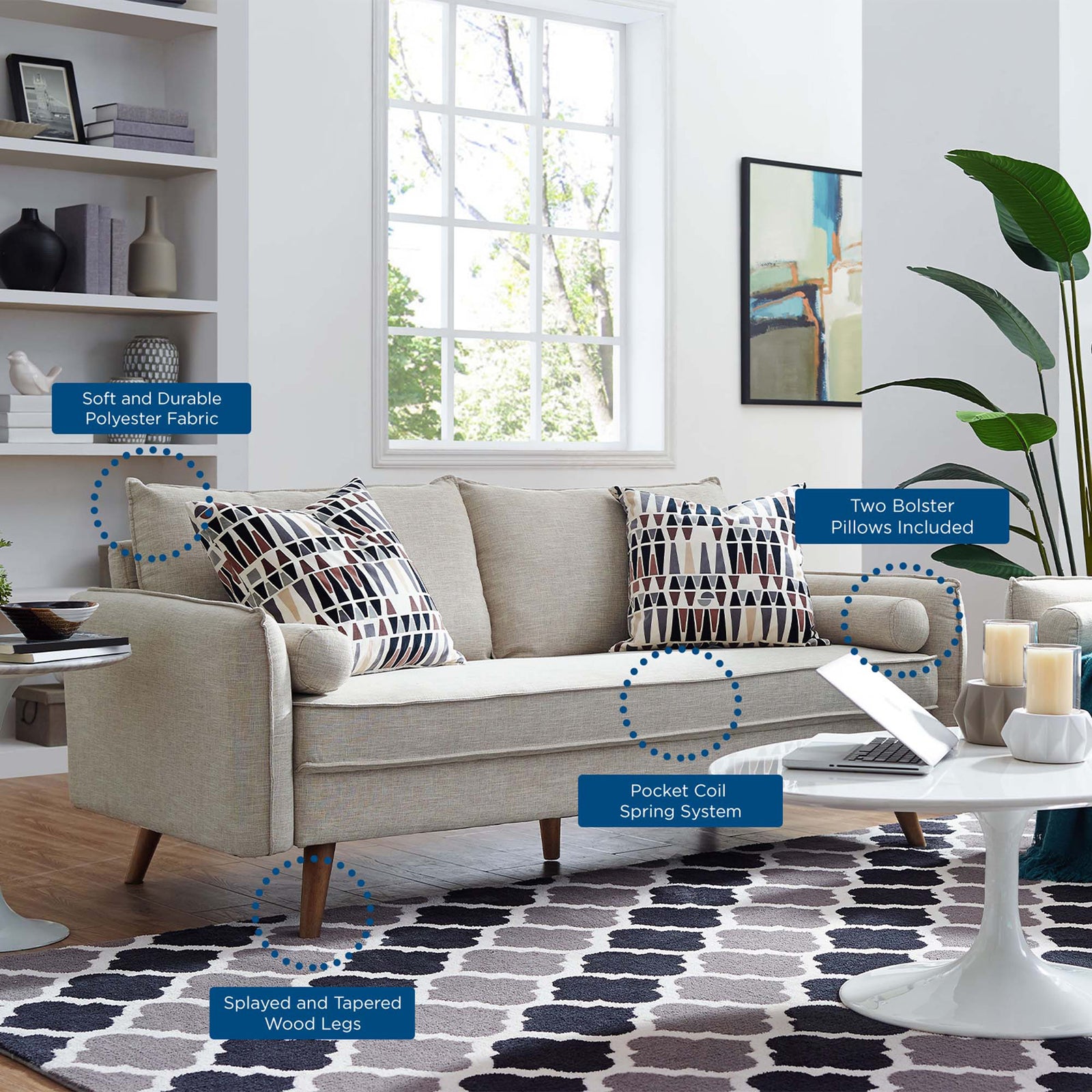 Revelstoke Upholstered Fabric Sofa Beige