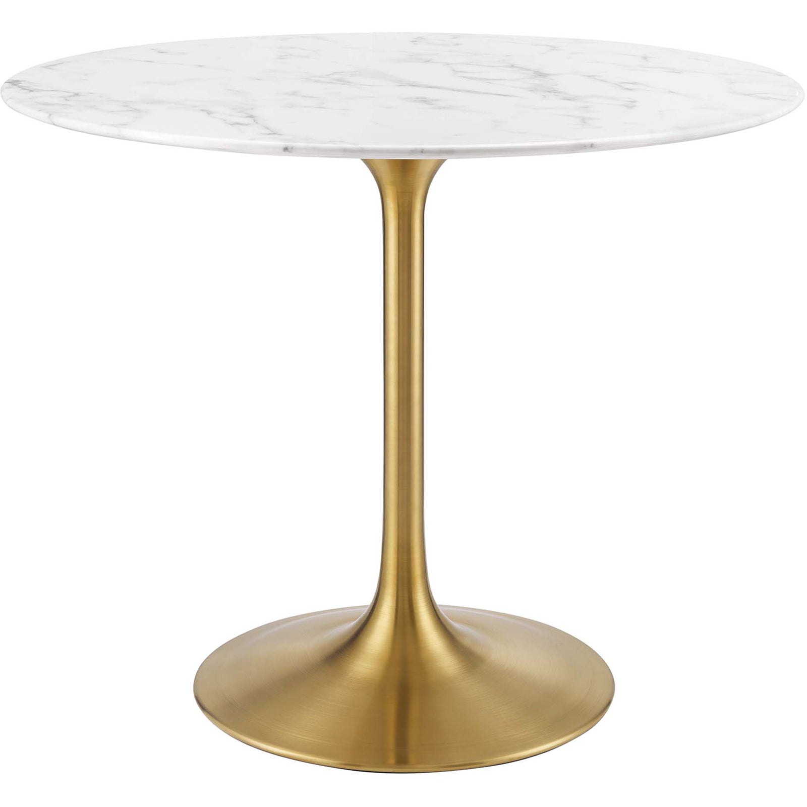 Lore Round Dining Table Gold/White Marble