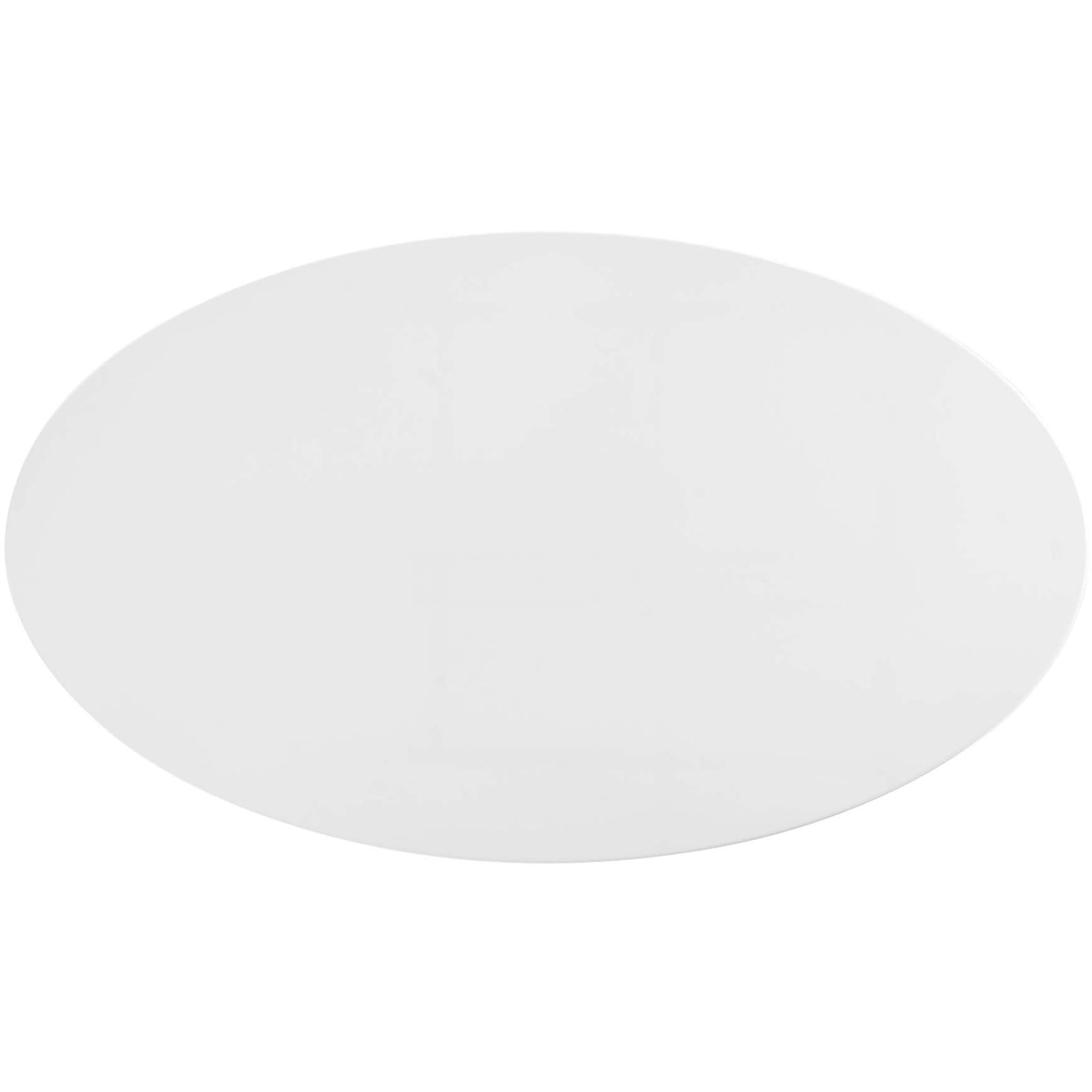 Smooth white oval tabletop with a glossy finish and softly beveled edge for a modern dining look. || EEI-3215-GLD-WHI || top_studio