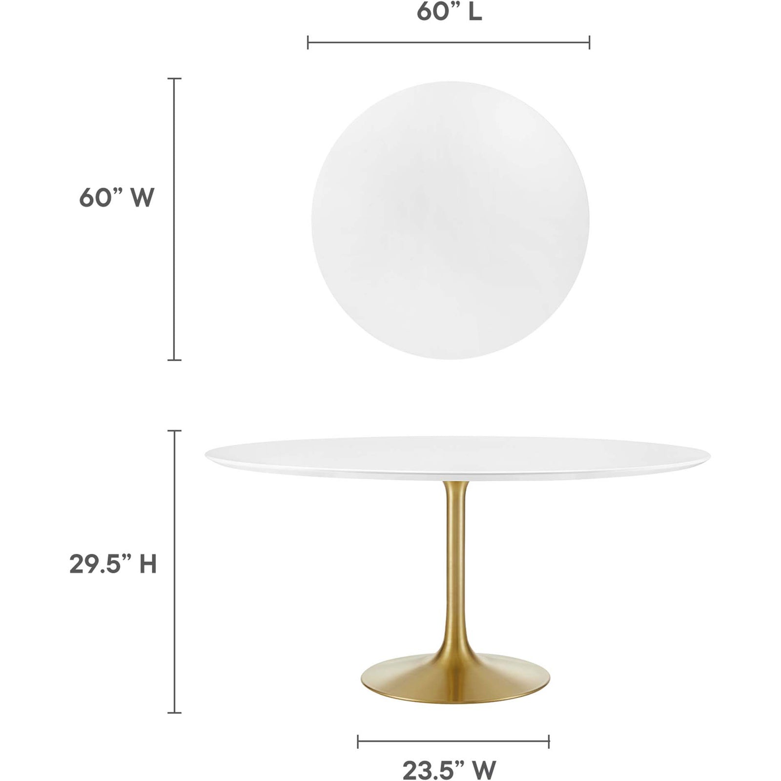 Lore Round Dining Table Gold/White