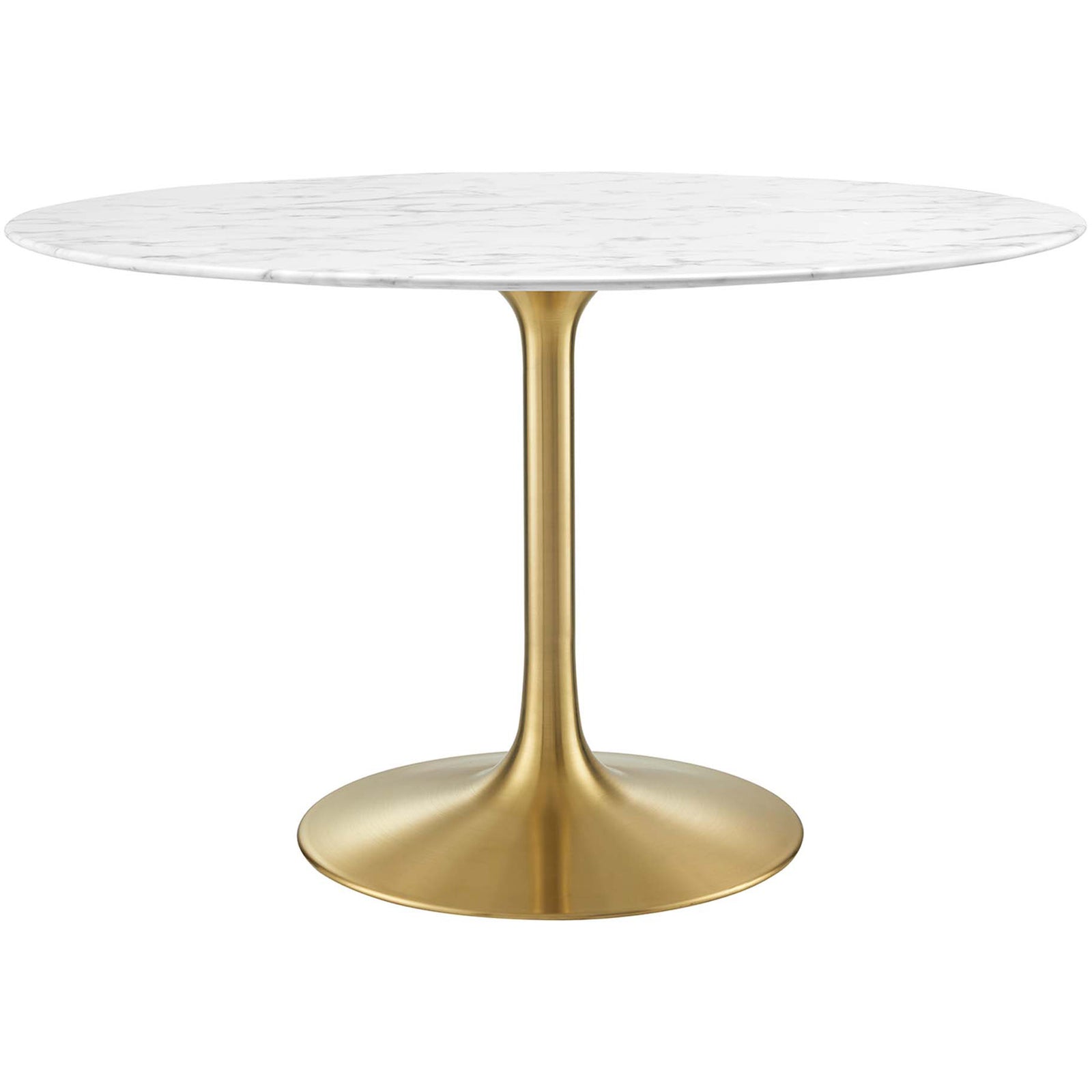 Lore Round Dining Table Gold/White Marble