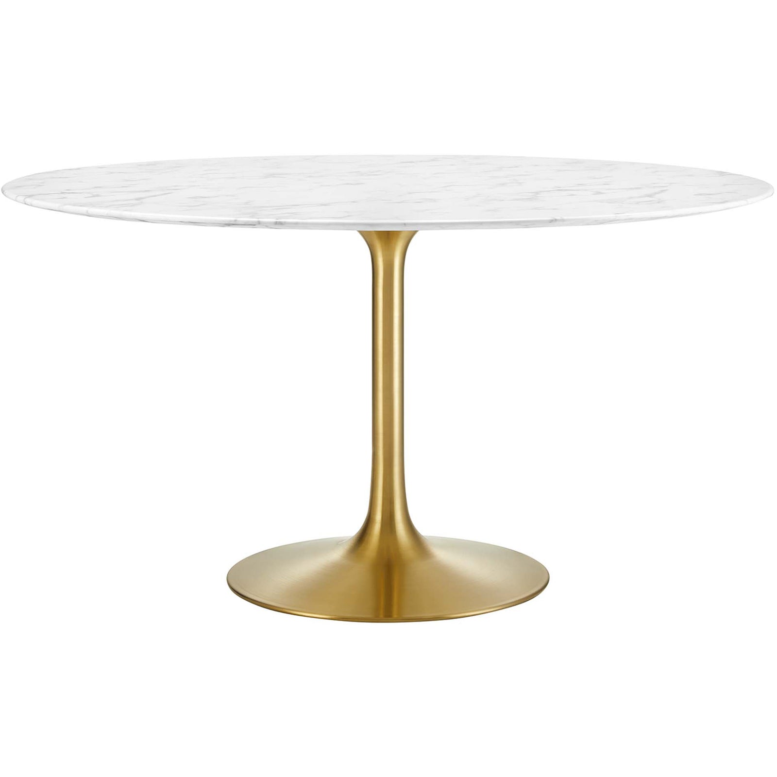 Lore Round Dining Table Gold/White Marble
