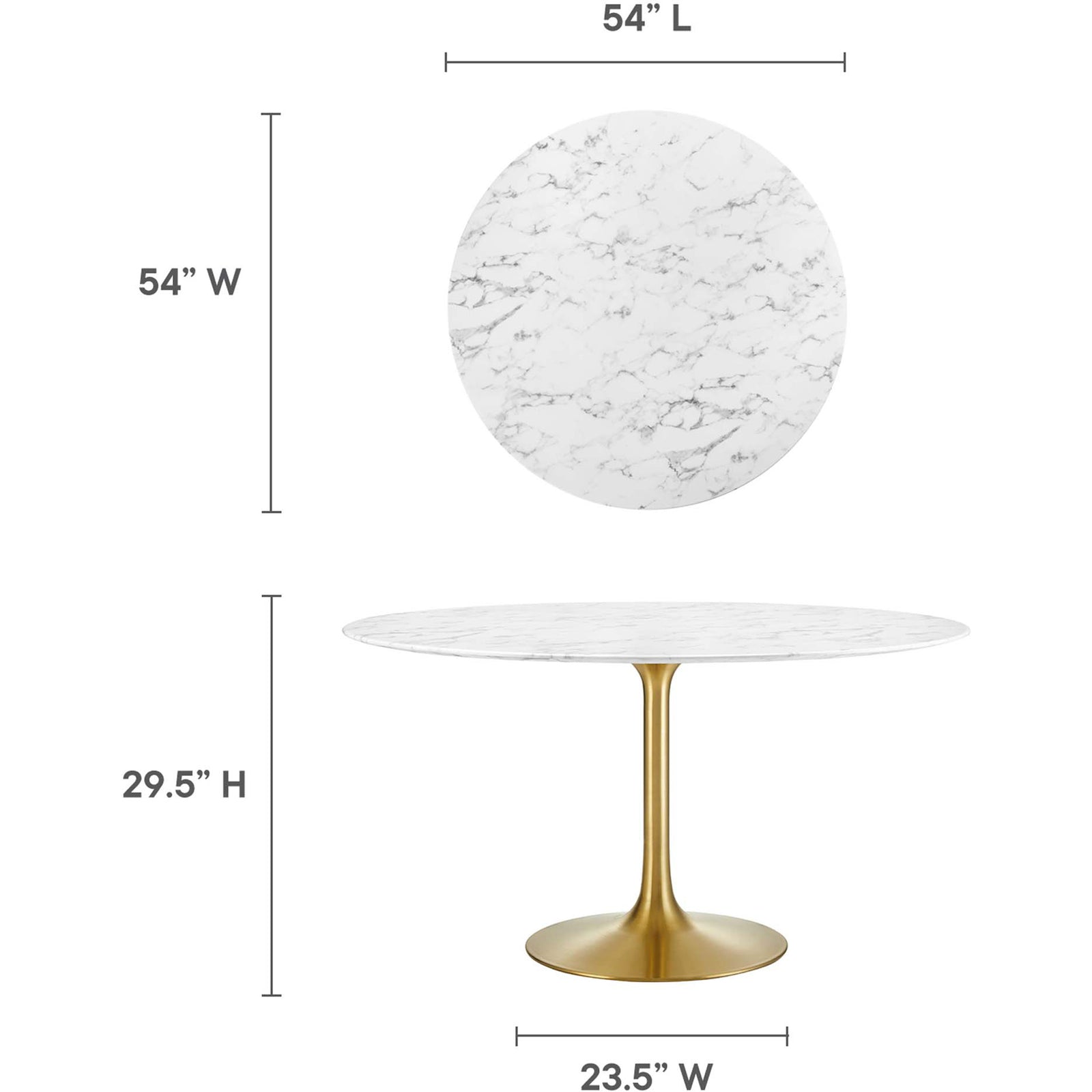Lore Round Dining Table Gold/White Marble