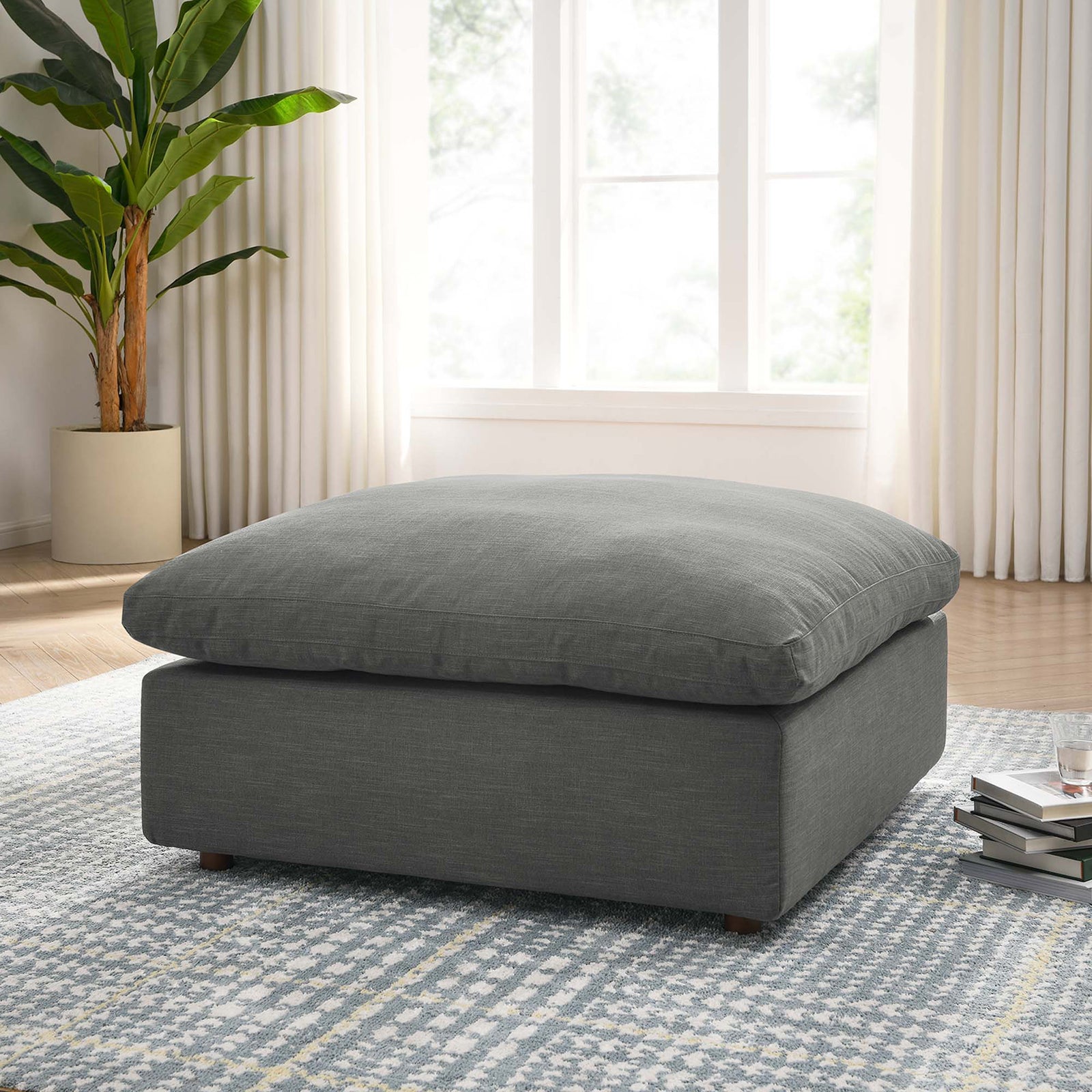 Comino Overstuffed Ottoman Gray