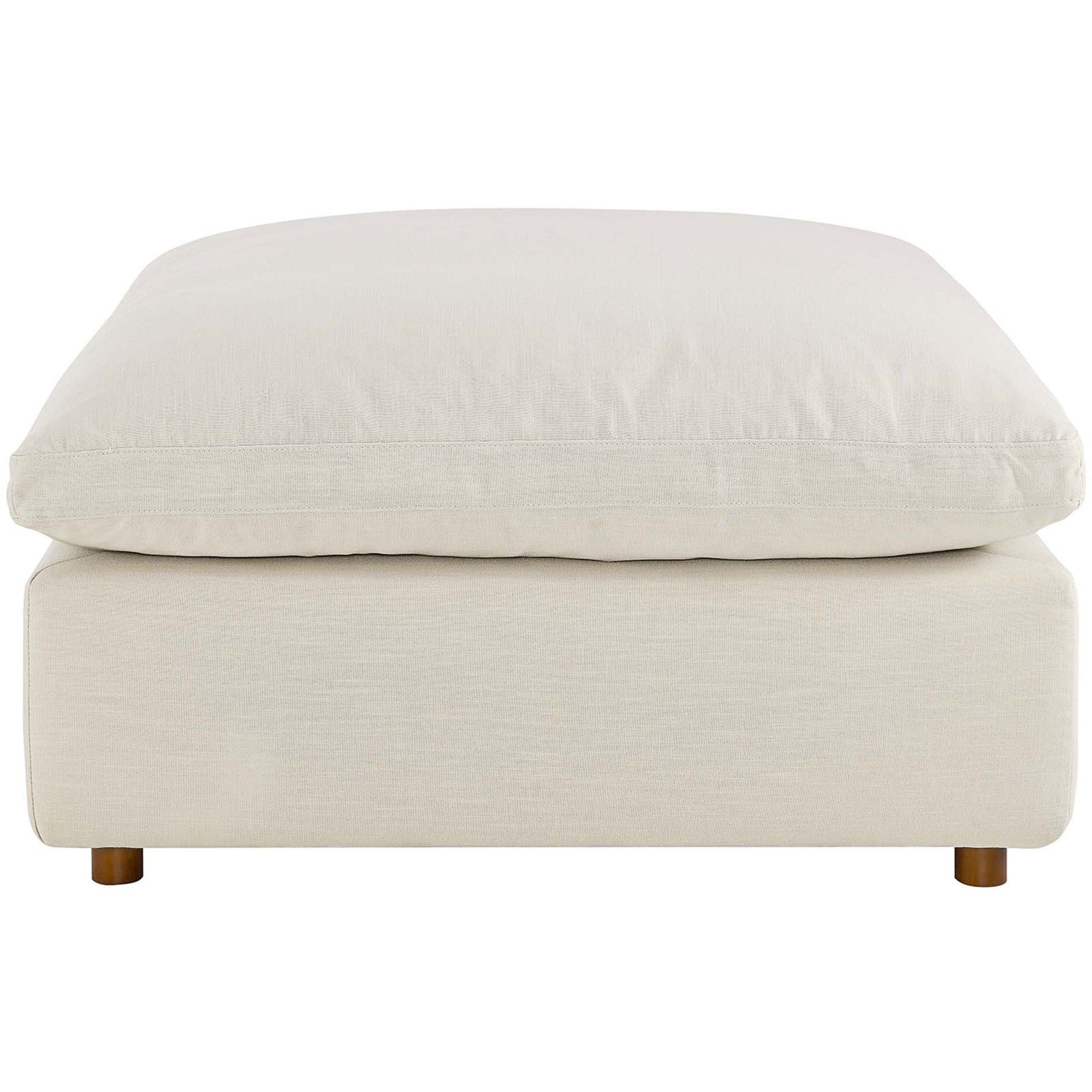 Low-profile light beige ottoman with a deep cushioned top for laid-back lounging in any living space. || EEI-3318-LBG || front_studio