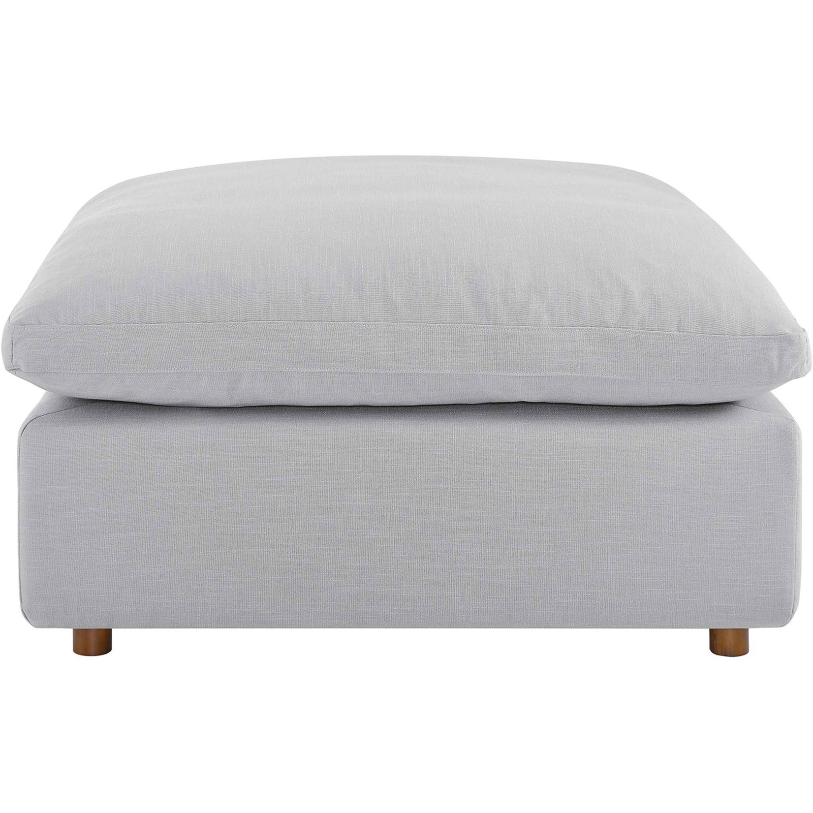 Plush light gray ottoman with overstuffed down cushion and clean, modern lines. || EEI-3318-LGR || front_studio
