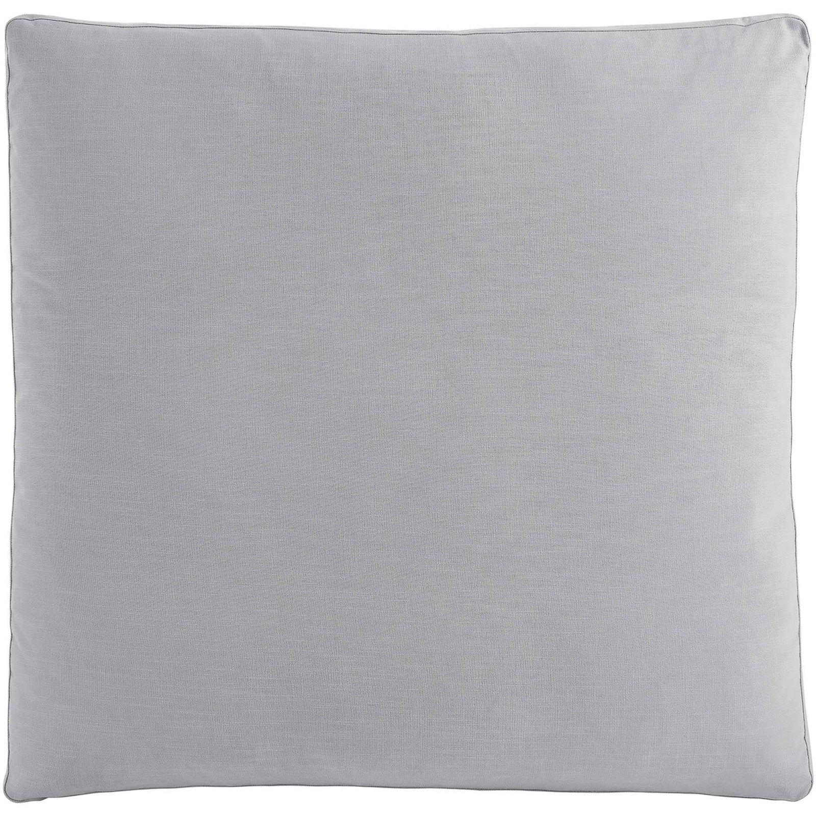 Broad overstuffed ottoman cushion showcases smooth, tailored seams and soft light gray fabric. || EEI-3318-LGR || top_studio