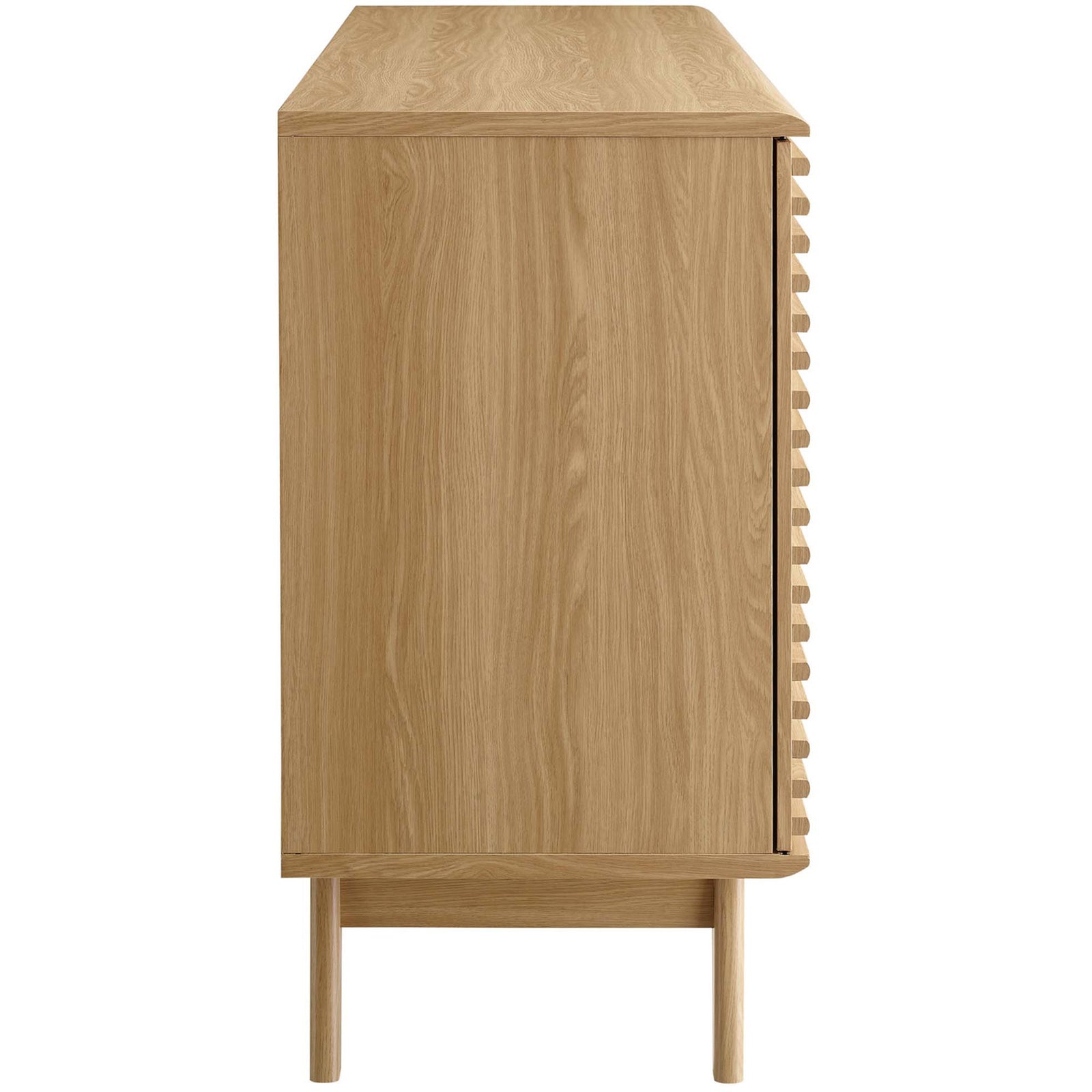 Smooth oak wood grain extends across the cabinet for a clean, uninterrupted look || EEI-3344-OAK || side_studio