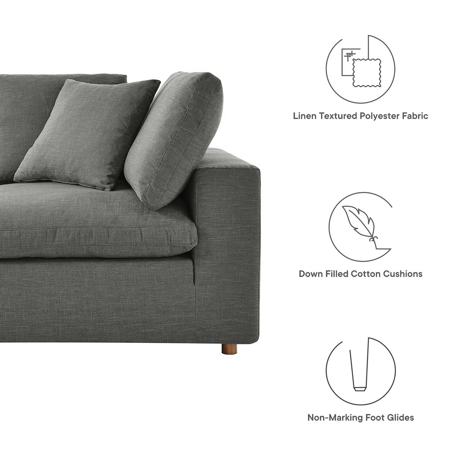 Comino Down Filled Overstuffed Loveseat Gray