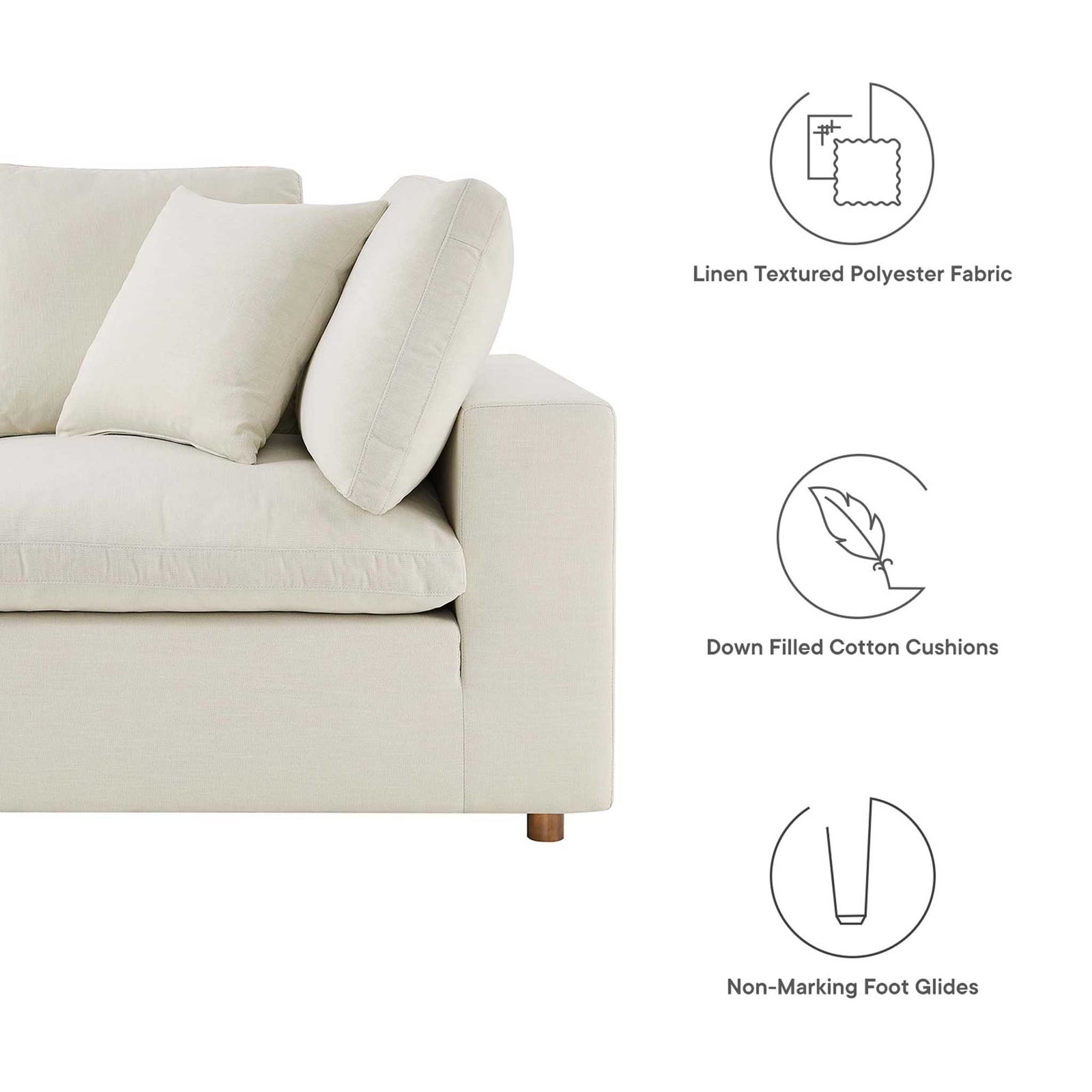 Comino Down Filled Overstuffed Loveseat Light Beige