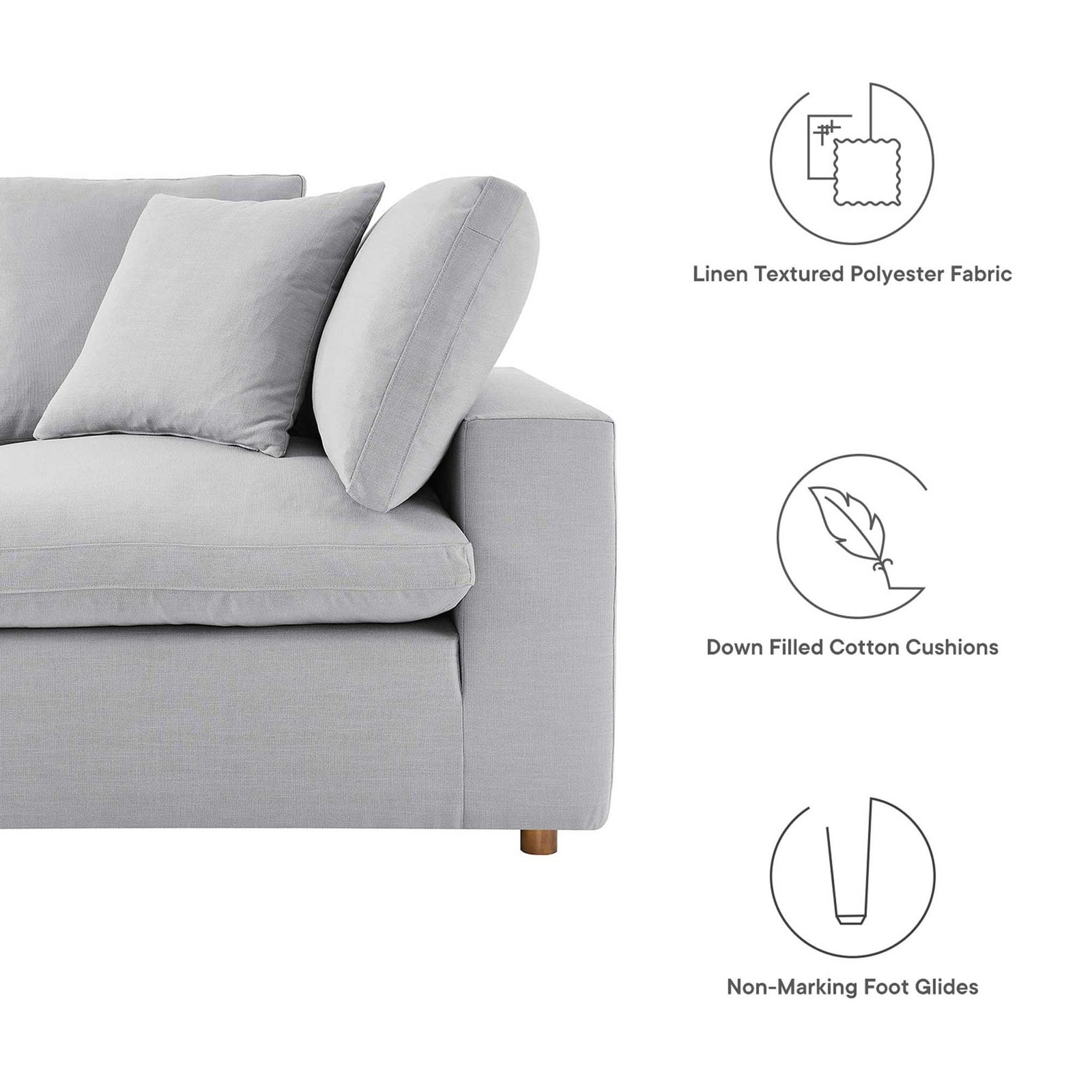 Comino Down Filled Overstuffed Loveseat Light Gray