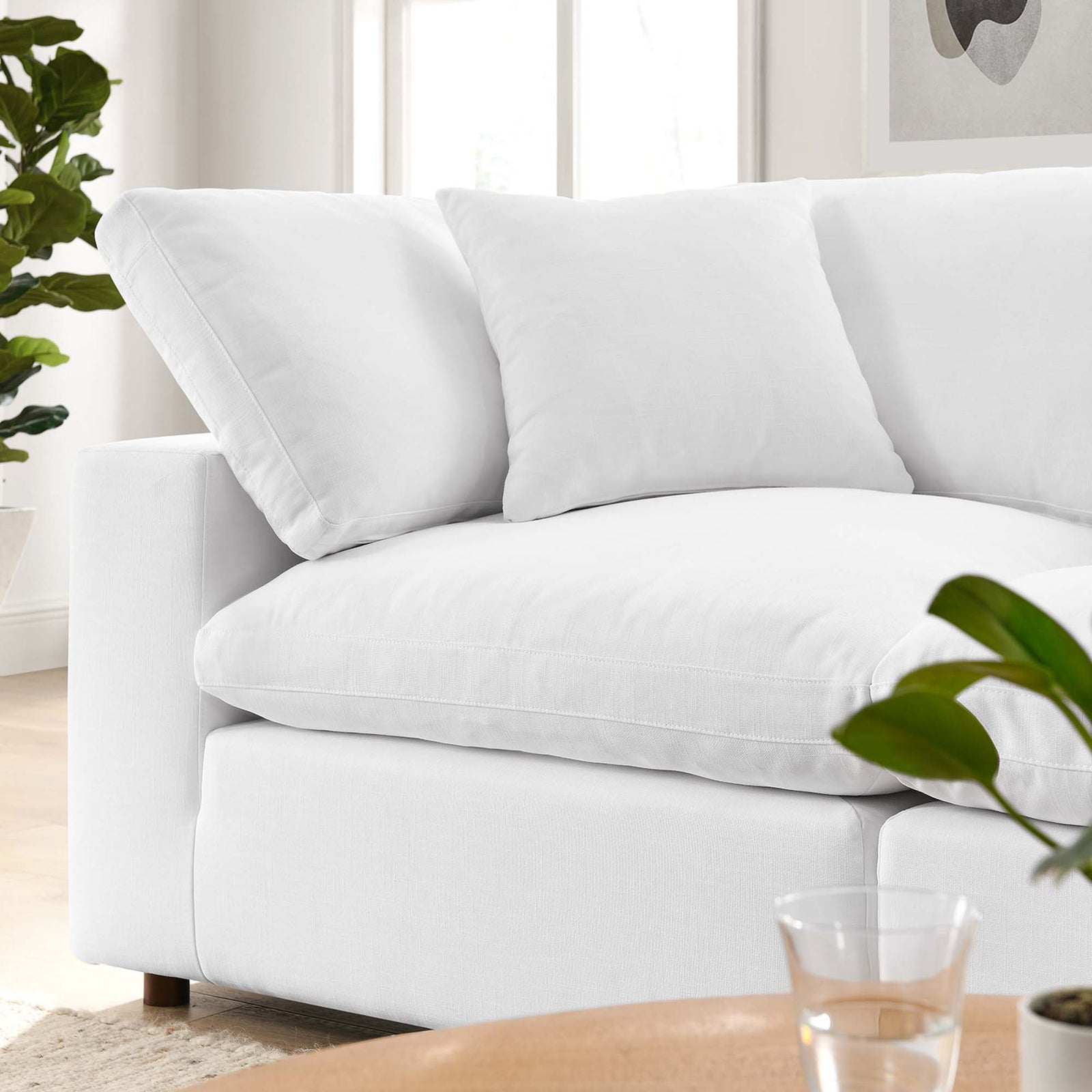 Comino Down Filled Overstuffed Loveseat Pure White
