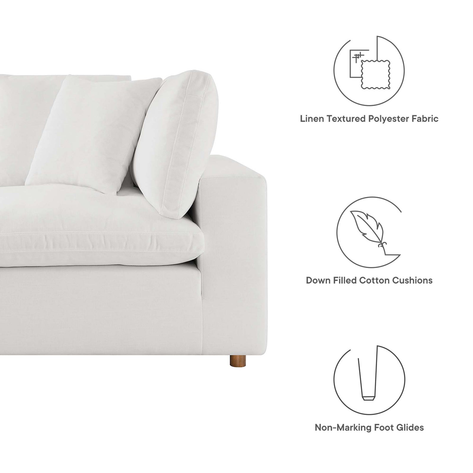 Comino Down Filled Overstuffed Loveseat Pure White