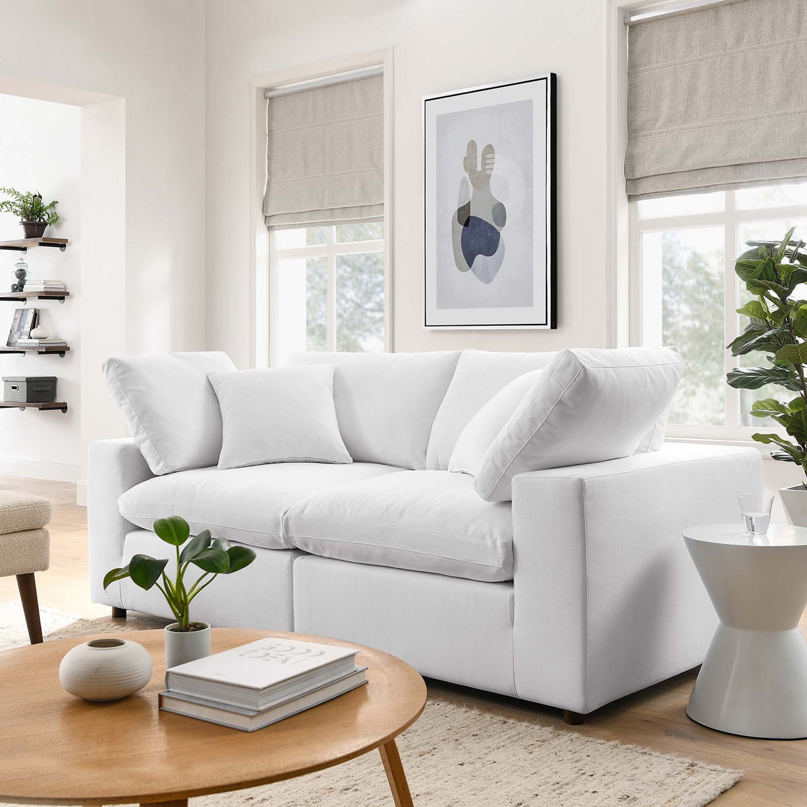 Comino Down Filled Overstuffed Loveseat Pure White