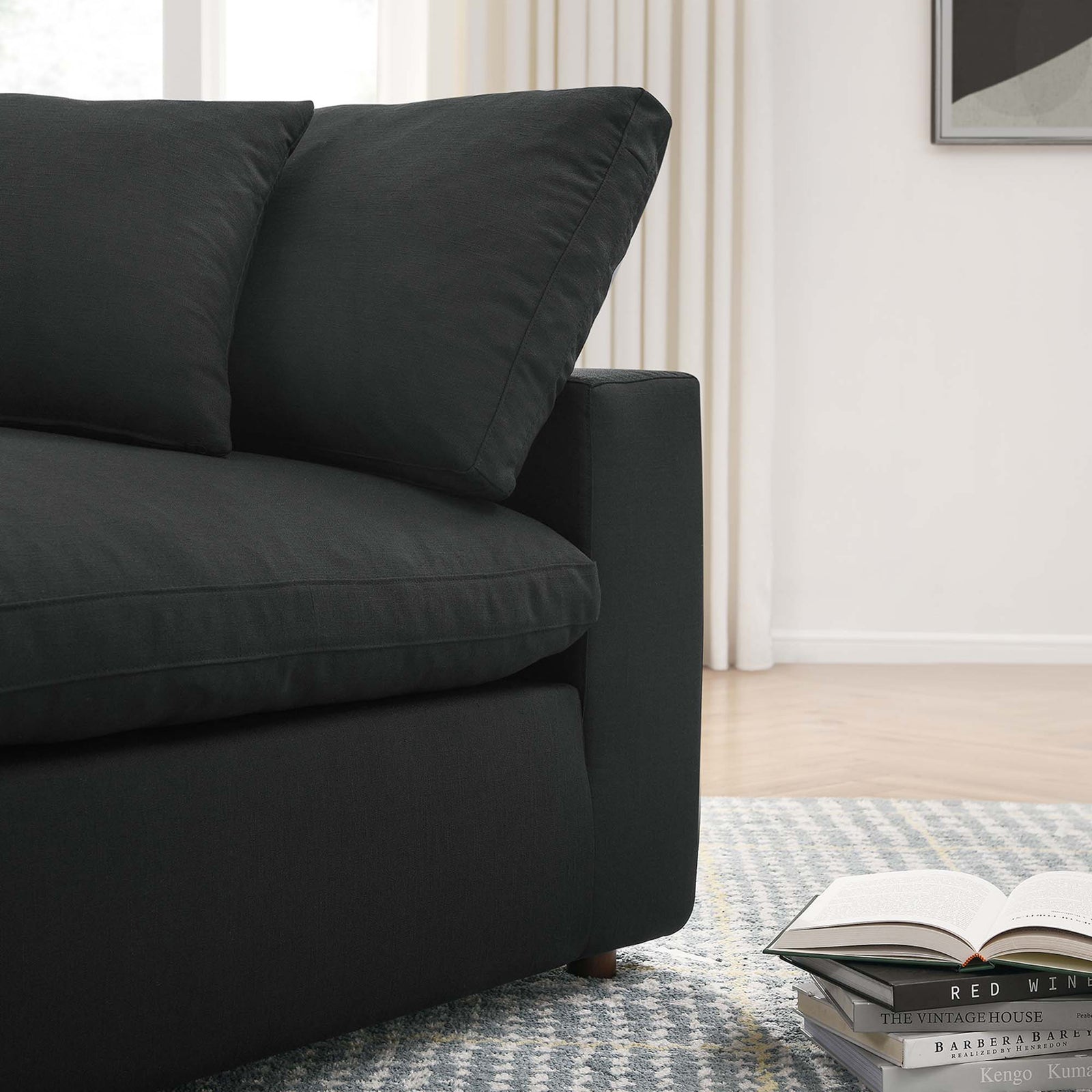 Comino Down Filled Overstuffed Sofa Black