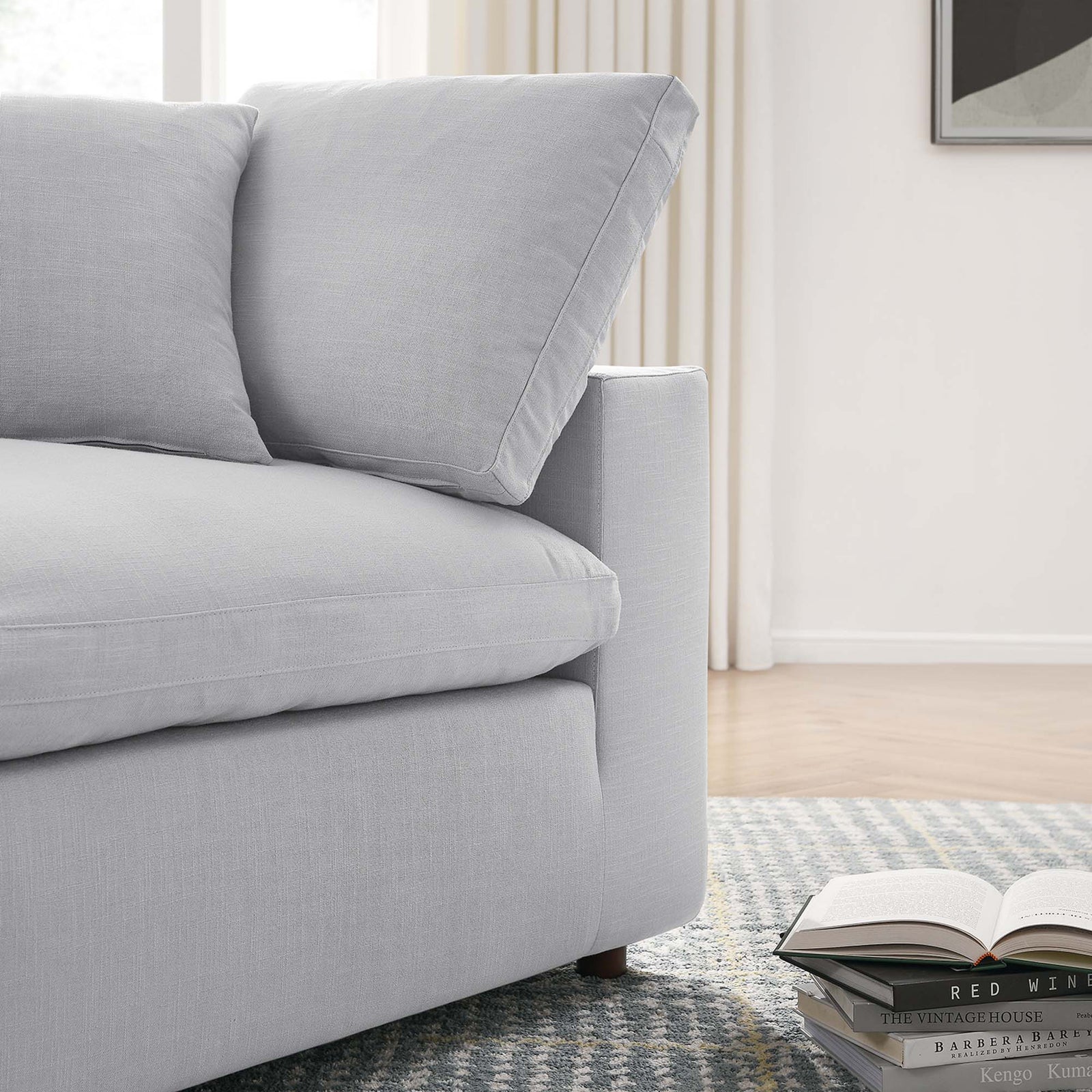 Comino Down Filled Overstuffed Sofa Light Gray