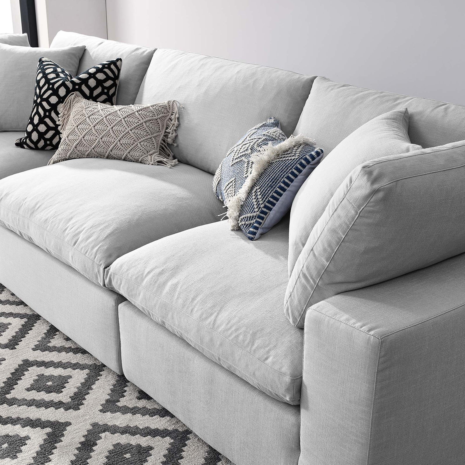 Comino Down Filled Overstuffed Sofa Light Gray