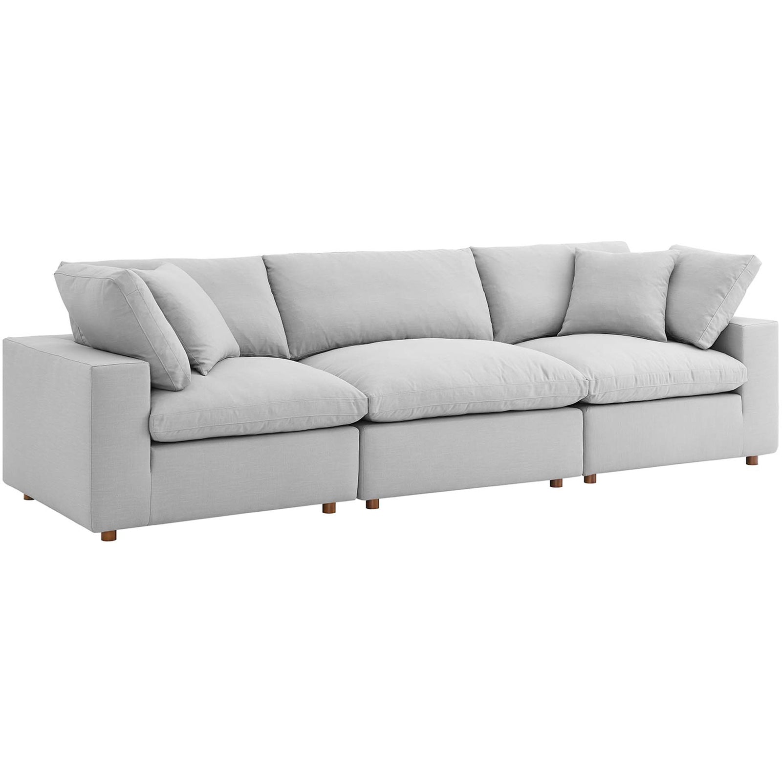 Comino Down Filled Overstuffed Sofa Light Gray