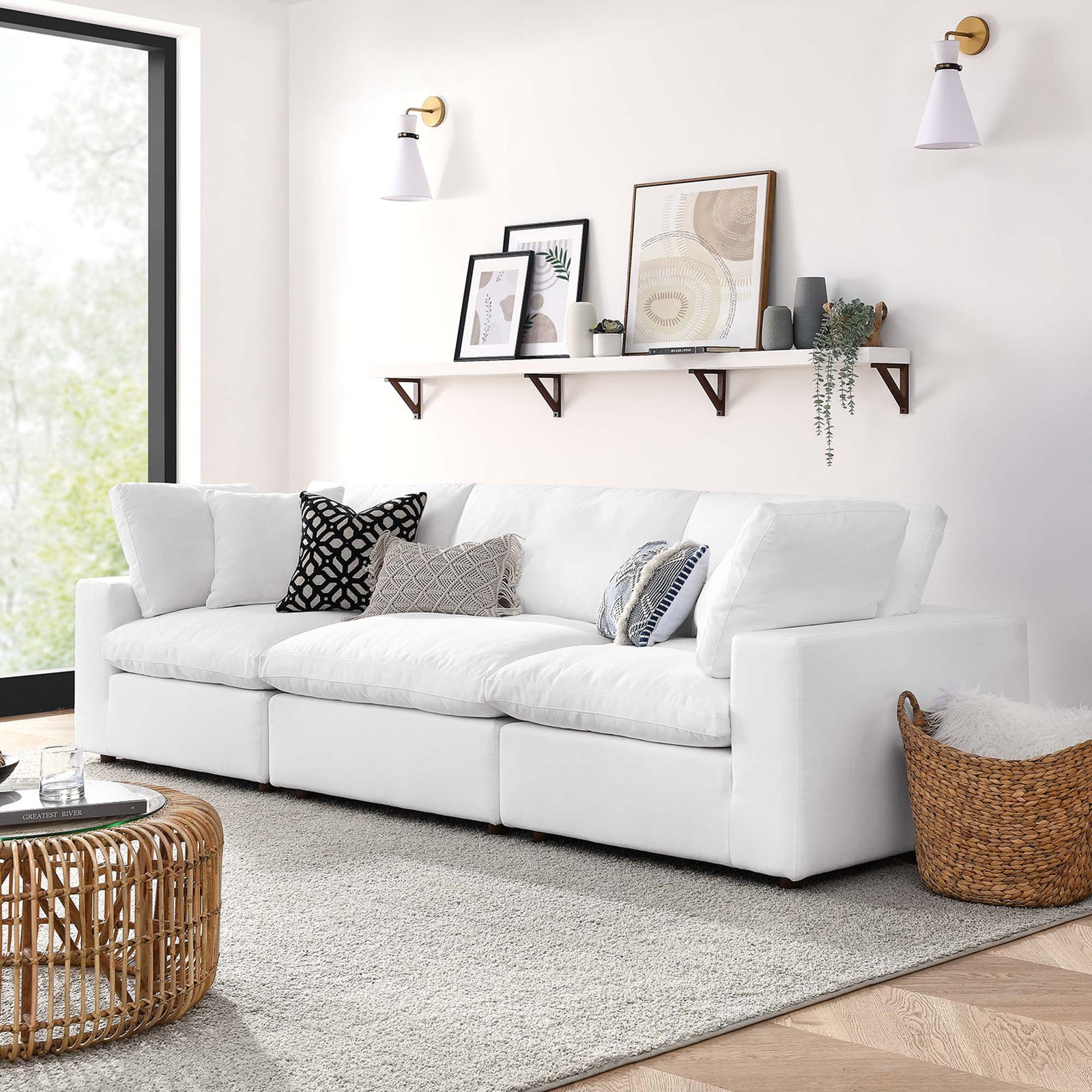 Comino Down Filled Overstuffed Sofa Pure White