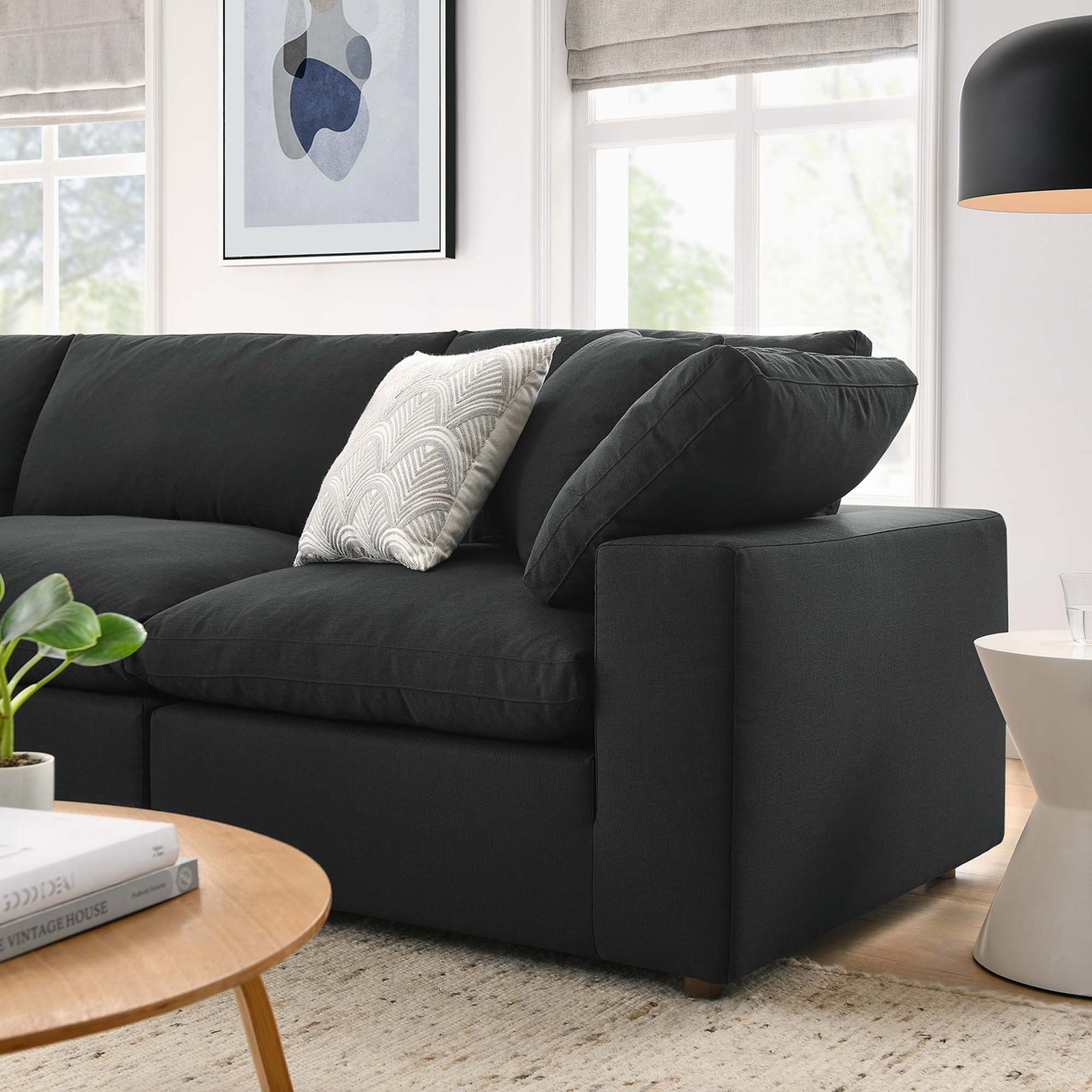 Comino 4 Piece Modular Sofa with Ottoman Black