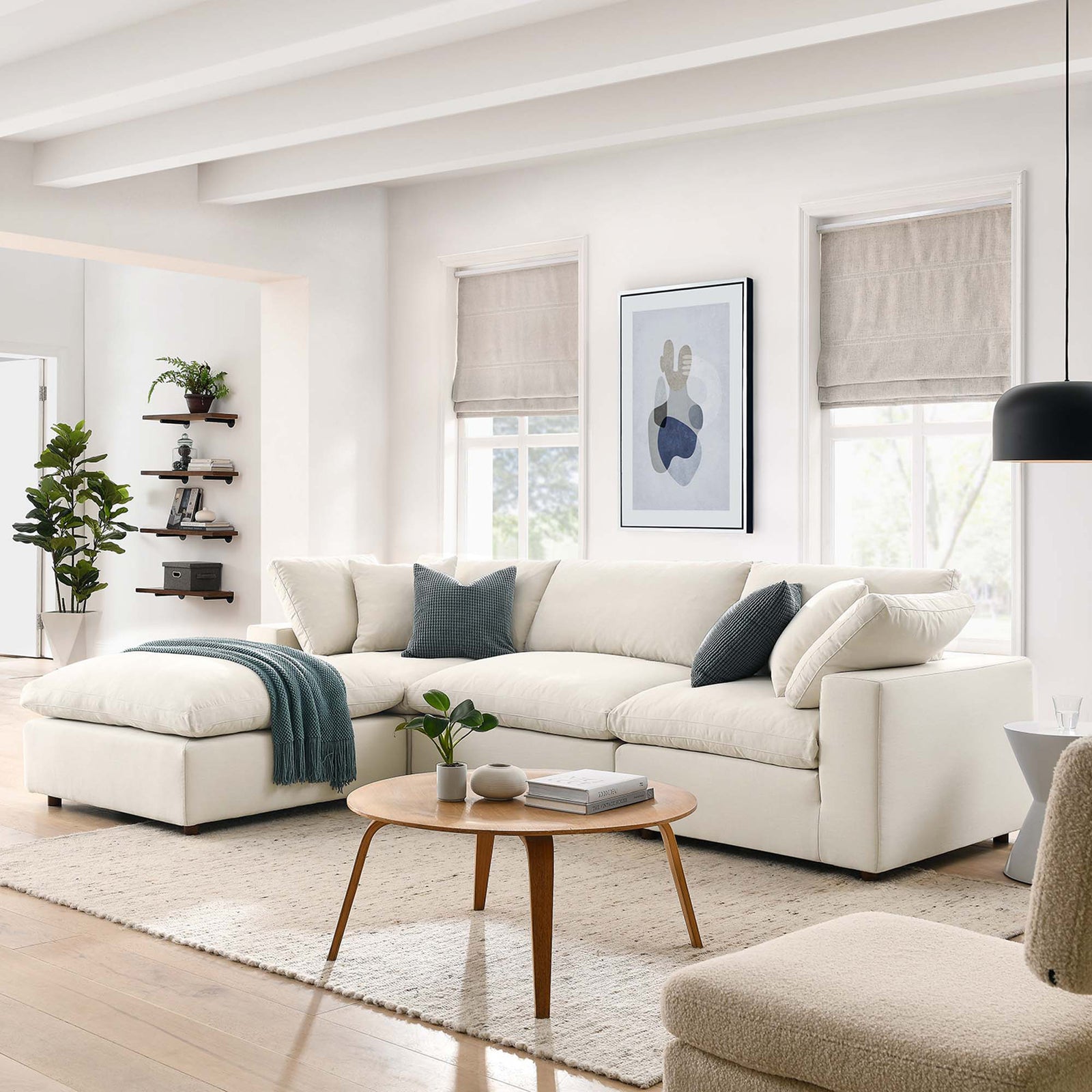 Comino 4 Piece Modular Sofa with Ottoman Light Beige