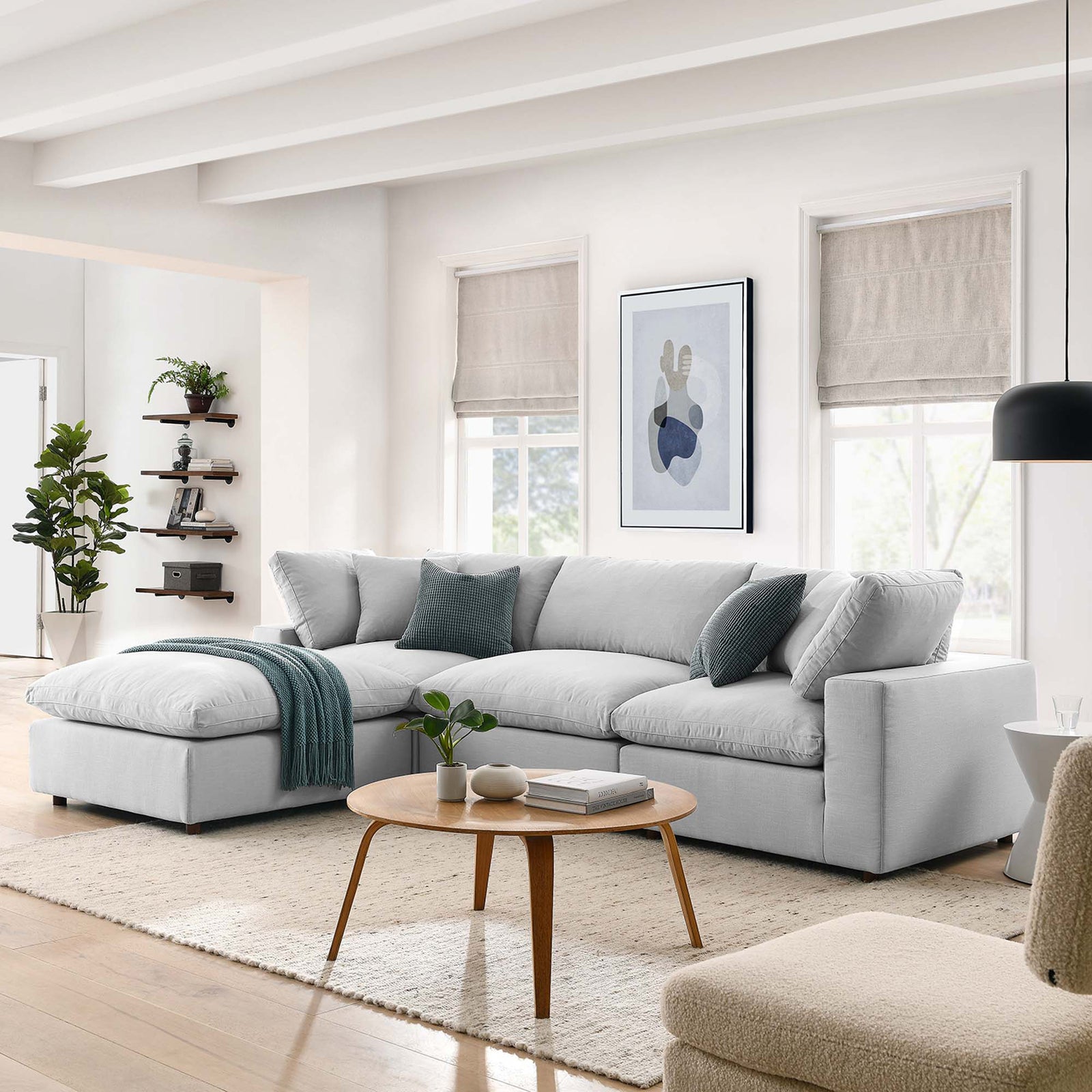 Comino 4 Piece Modular Sofa with Ottoman Light Gray