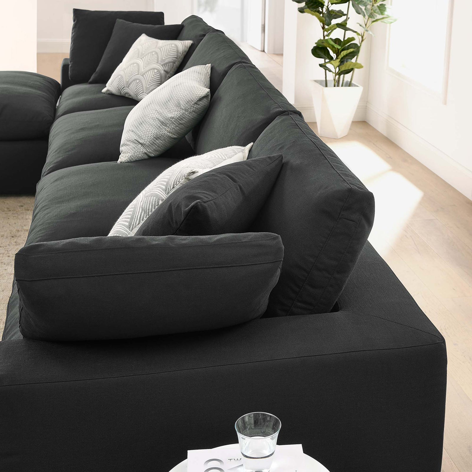 Comino 5 Piece Modular Sofa with Ottoman Black