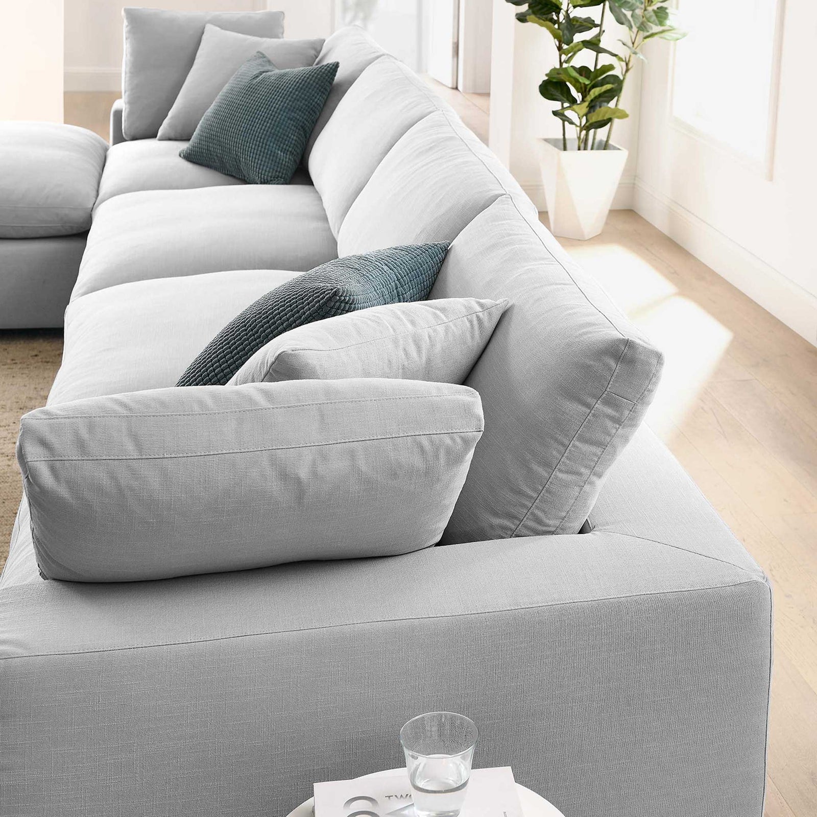 Carmen 5 Piece Modular Sofa with Ottoman Light Gray