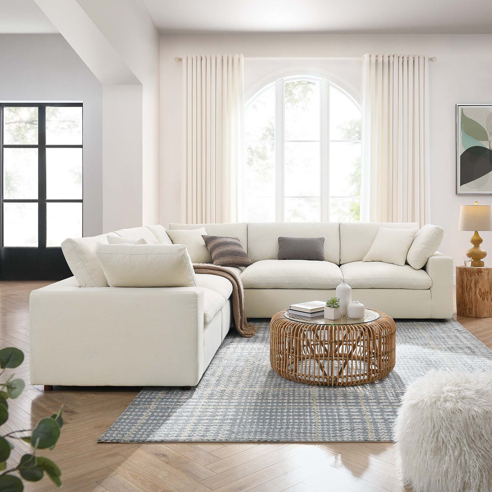 Comino 5 Piece Modular Sectional Sofa Light Beige