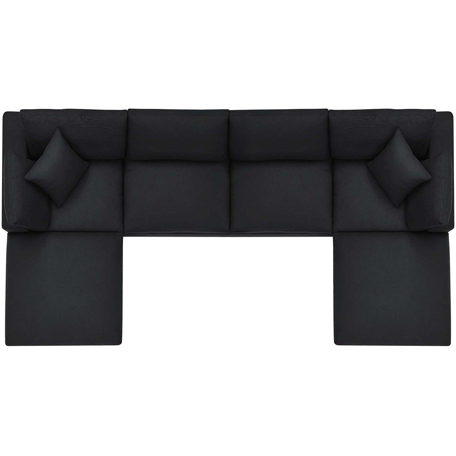 Carmen 6 Piece Modular Sofa with Ottomans Black