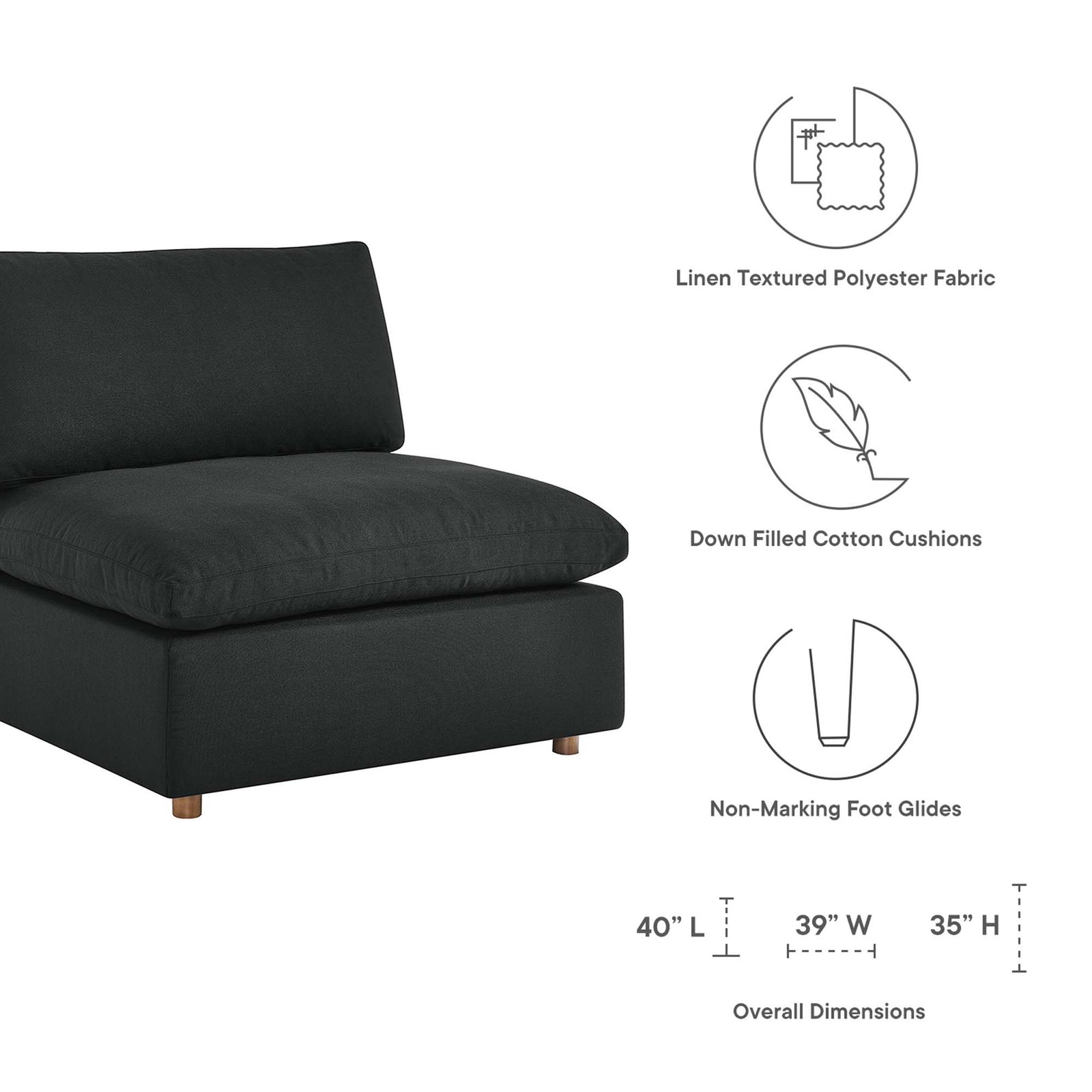 Comino 6 Piece Modular Sofa with Ottomans Black