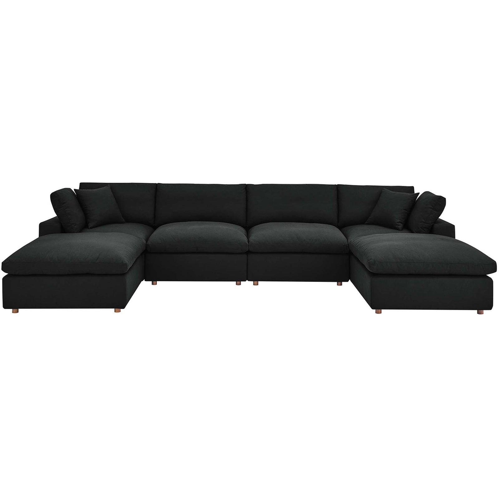 Comino 6 Piece Modular Sofa with Ottomans Black