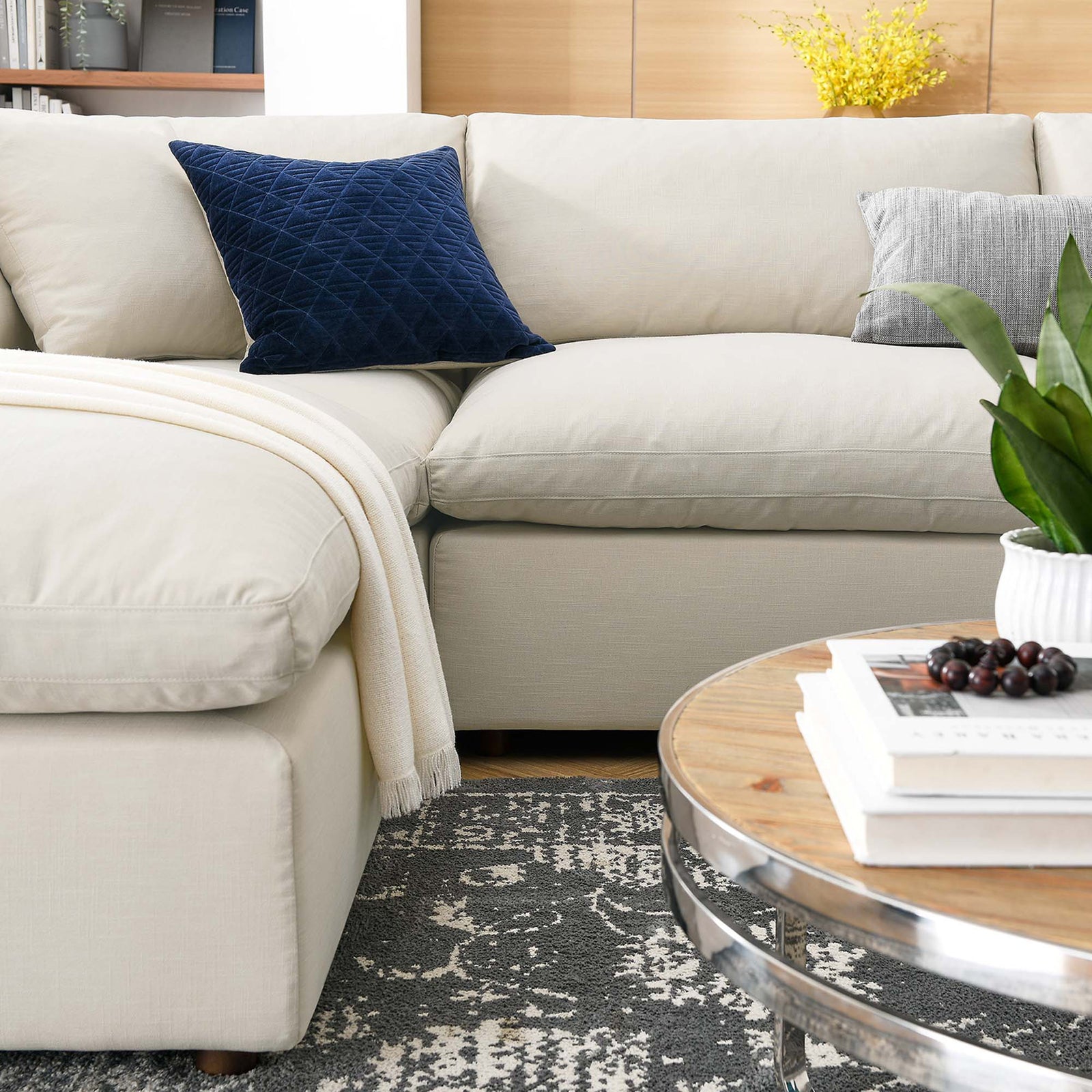 Comino 6 Piece Modular Sofa with Ottomans Light Beige