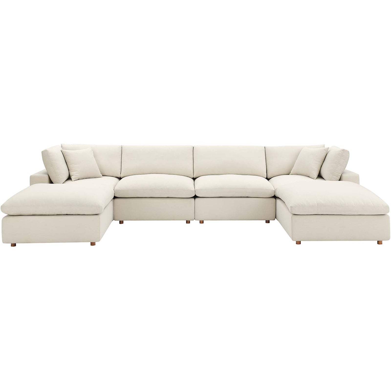 Comino 6 Piece Modular Sofa with Ottomans Light Beige