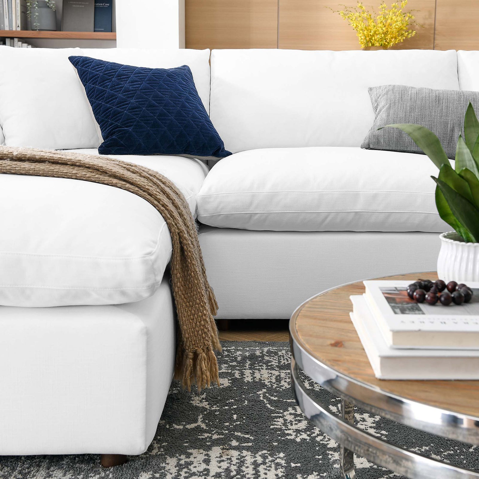 Comino 6 Piece Modular Sofa with Ottomans Pure White