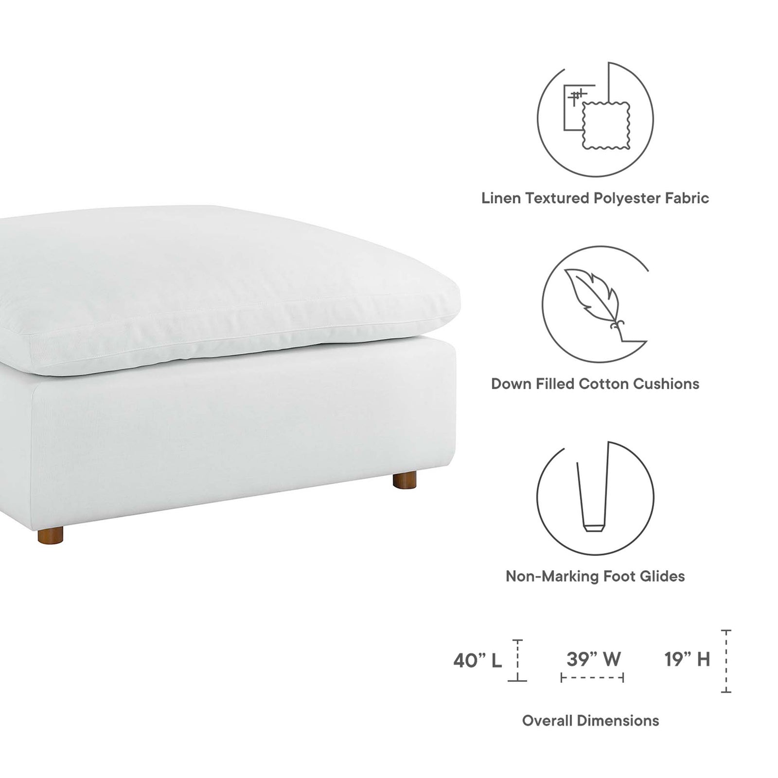 Comino 6 Piece Modular Sofa with Ottomans Pure White